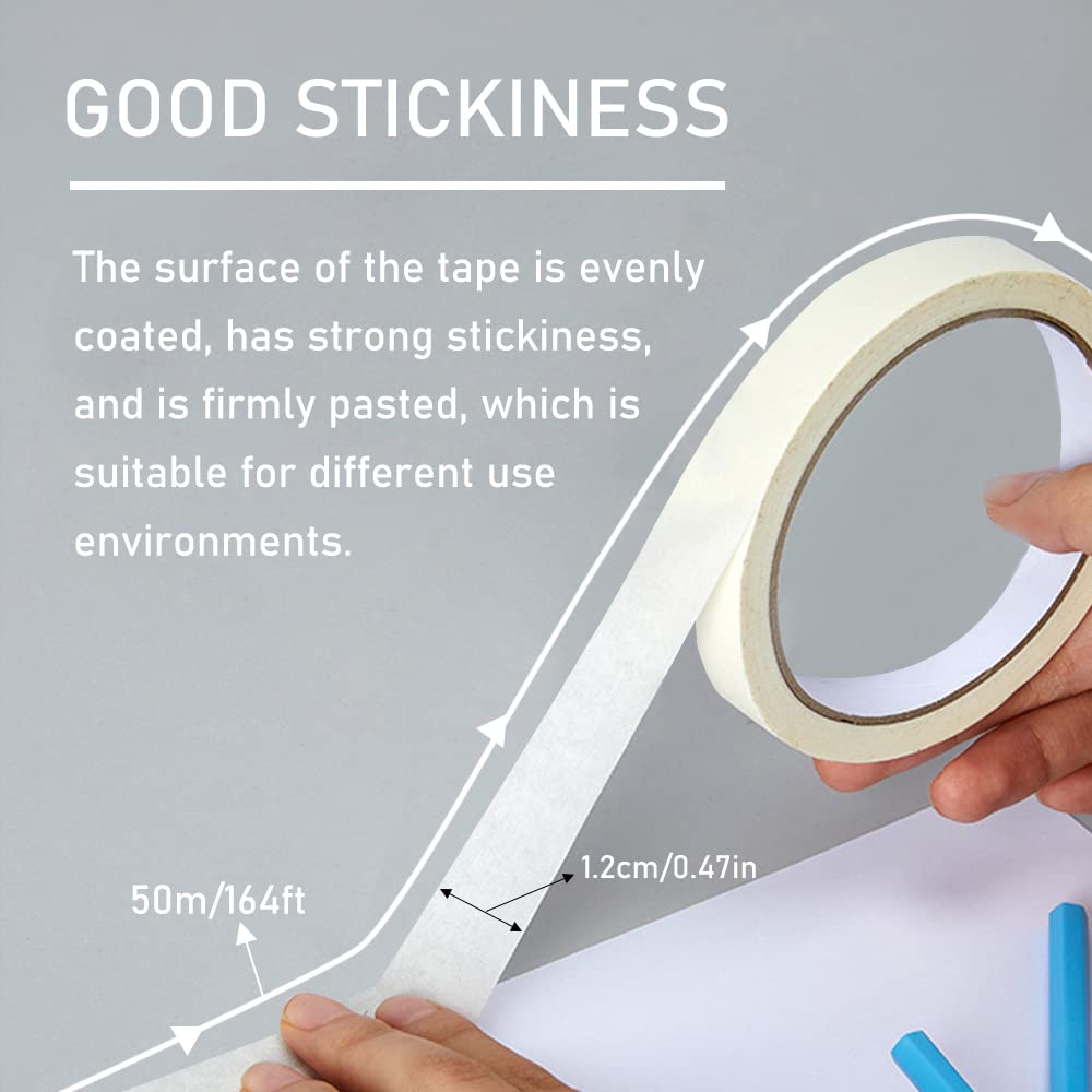 3 Pack White Artist Tape - Drafting Tape & Painting Masking Tape - Removable Crepe Paper Tape for Art, Crafts, Office Use - Perfect for Canvas Painting, Sketching & DIY Projects