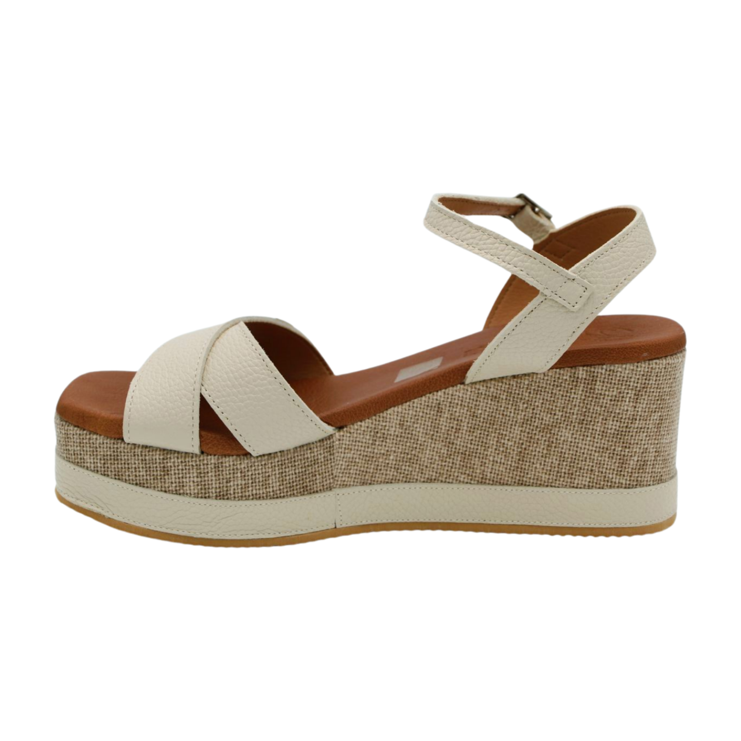 Oh My Sandals Women's Cream Leather Sandals with Criss Cross Strap - Comfortable Summer Casual Shoes for Beach, Vacation & Everyday Wear