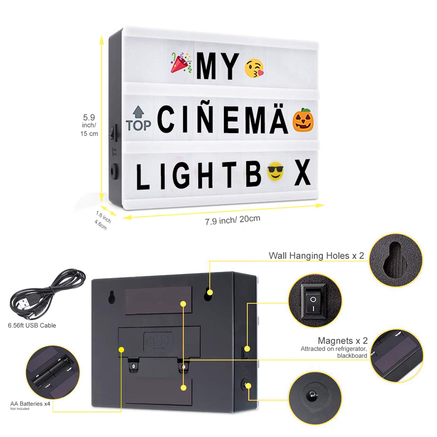 SANIDIKA A5 Magnetic LED Cinema Light Box - 160 DIY Letters, USB/Battery Powered, Cinematic Night Light for Home, Office, and Gift - Perfect for Movie Nights, Bedroom Decor & Creative Display