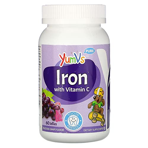 YumV's Grape Flavored Iron & Vitamin C Gummies - 60 Jellies for Kids & Adults - Supports Energy & Immune Health - Perfect for Anemia Prevention & Daily Wellness Boost