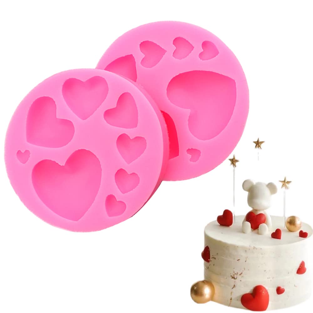 2-Piece Heart Silicone Mold Set for Chocolate, Candy, Cake Decorating - Baking Tools for Valentine's Day, Wedding, Birthday Party Desserts
