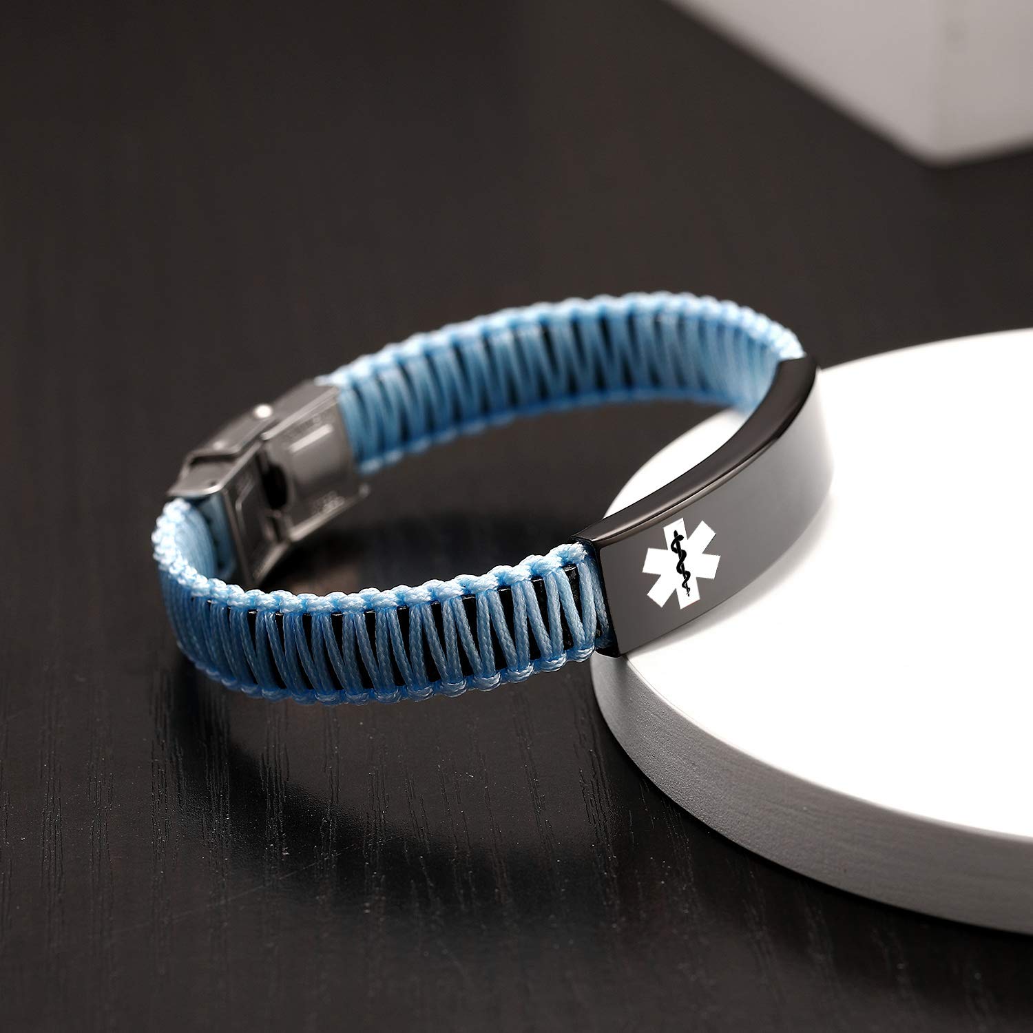 Diabetes Medical Alert ID Bracelet for Women & Men - Adjustable Handmade Nylon Braided Emergency Medical Bracelet - Perfect for Daily Wear, Travel & Emergency Situations