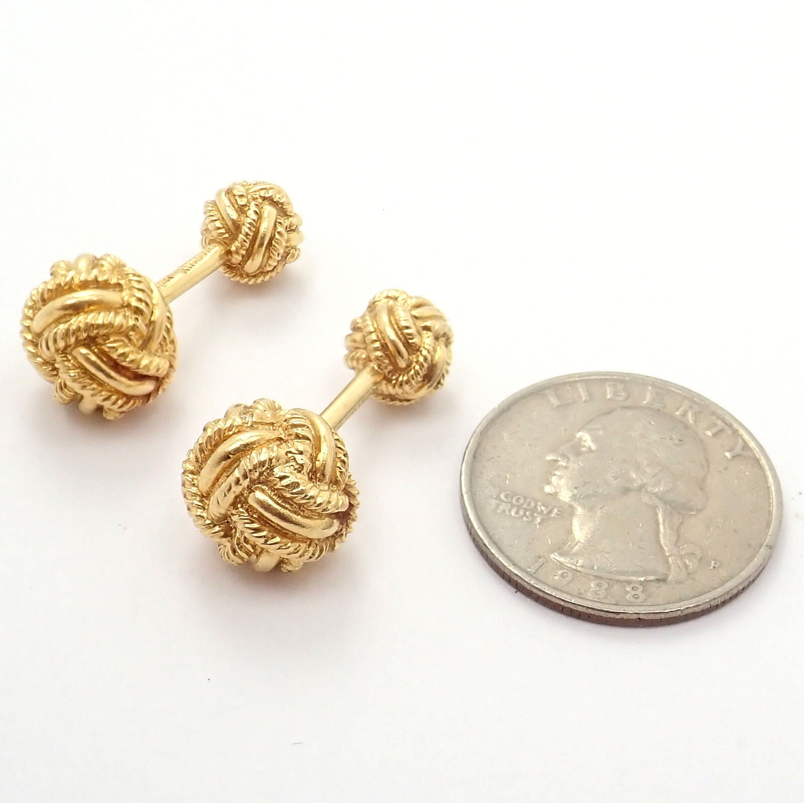 Vintage Tiffany & Co. 18k Yellow Gold Schlumberger Rope Knot Cufflinks - Luxury Men's Jewelry for Weddings & Formal Events