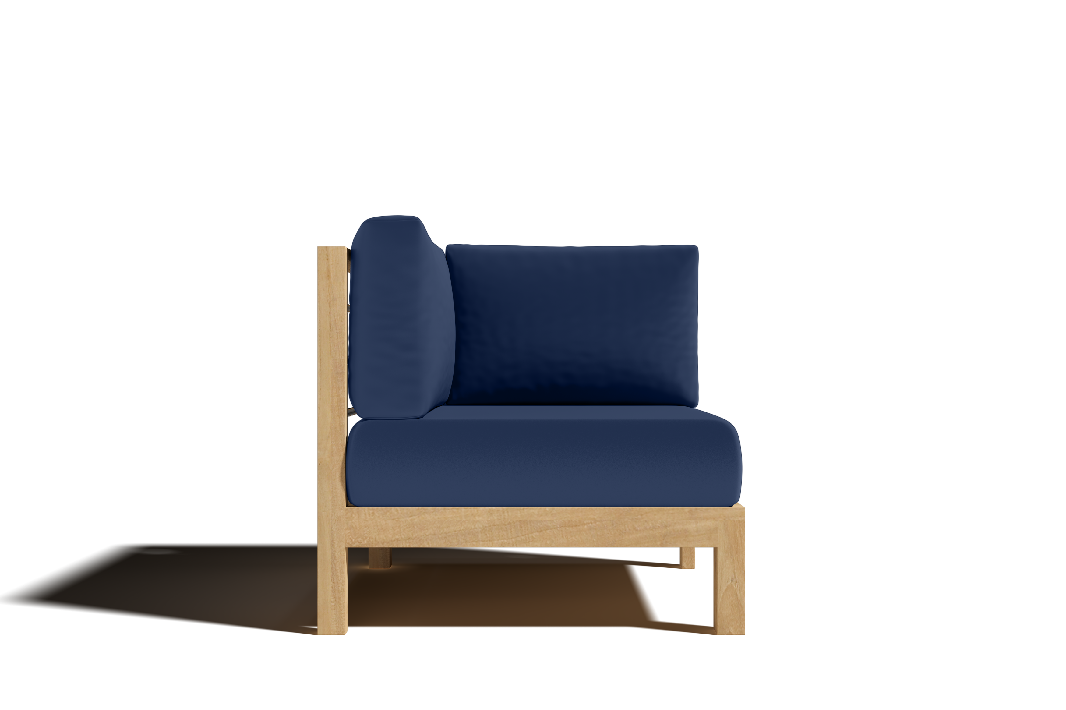 Premium 7-Piece Teak Outdoor Sectional Deep Seating Set with Sunbrella Navy Cushions - Waterproof & Durable Patio Furniture for Backyard, Poolside & Garden Relaxation