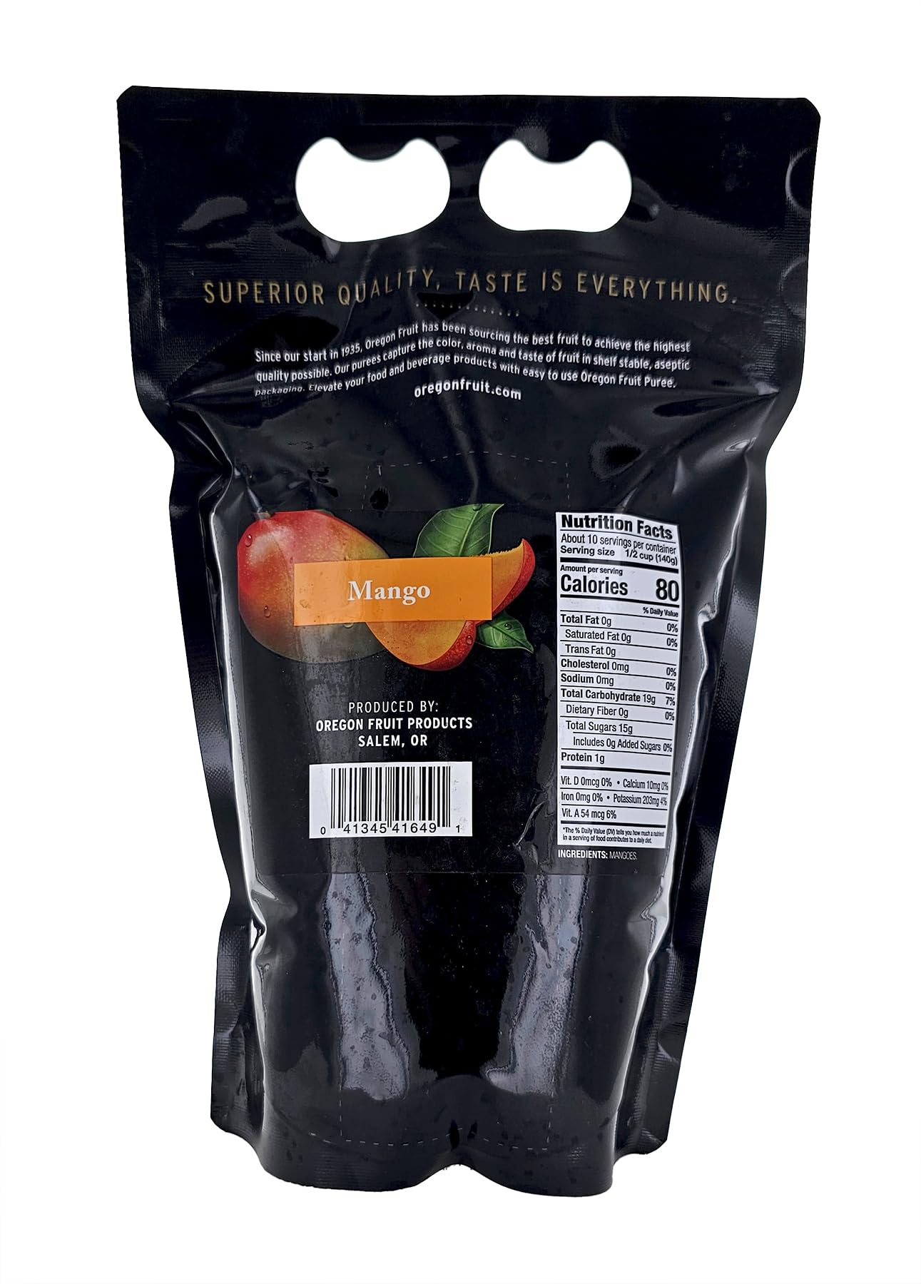 Oregon Fruit Mango Puree 49oz (1.4kg) Pouch - 100% Natural Mango Puree for Smoothies, Baking, Cocktails & Desserts | Gluten-Free & Non-GMO | Perfect for Restaurants, Bakeries & Home Use