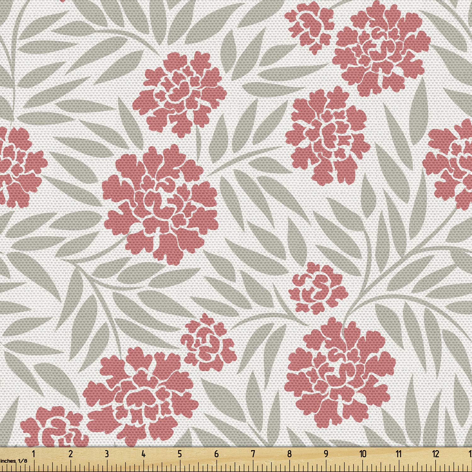 Ambesonne Dahlia Fabric by The Yard - Blooming Branches Field Floral Print with Peonies | Summer Romance Design | 10 Yards Coral Dust Coconut | Upholstery & Home Decor Fabric for Sofa, Curtains, Pillows | Perfect for Living Room, Bedroom & DIY Craft Projects