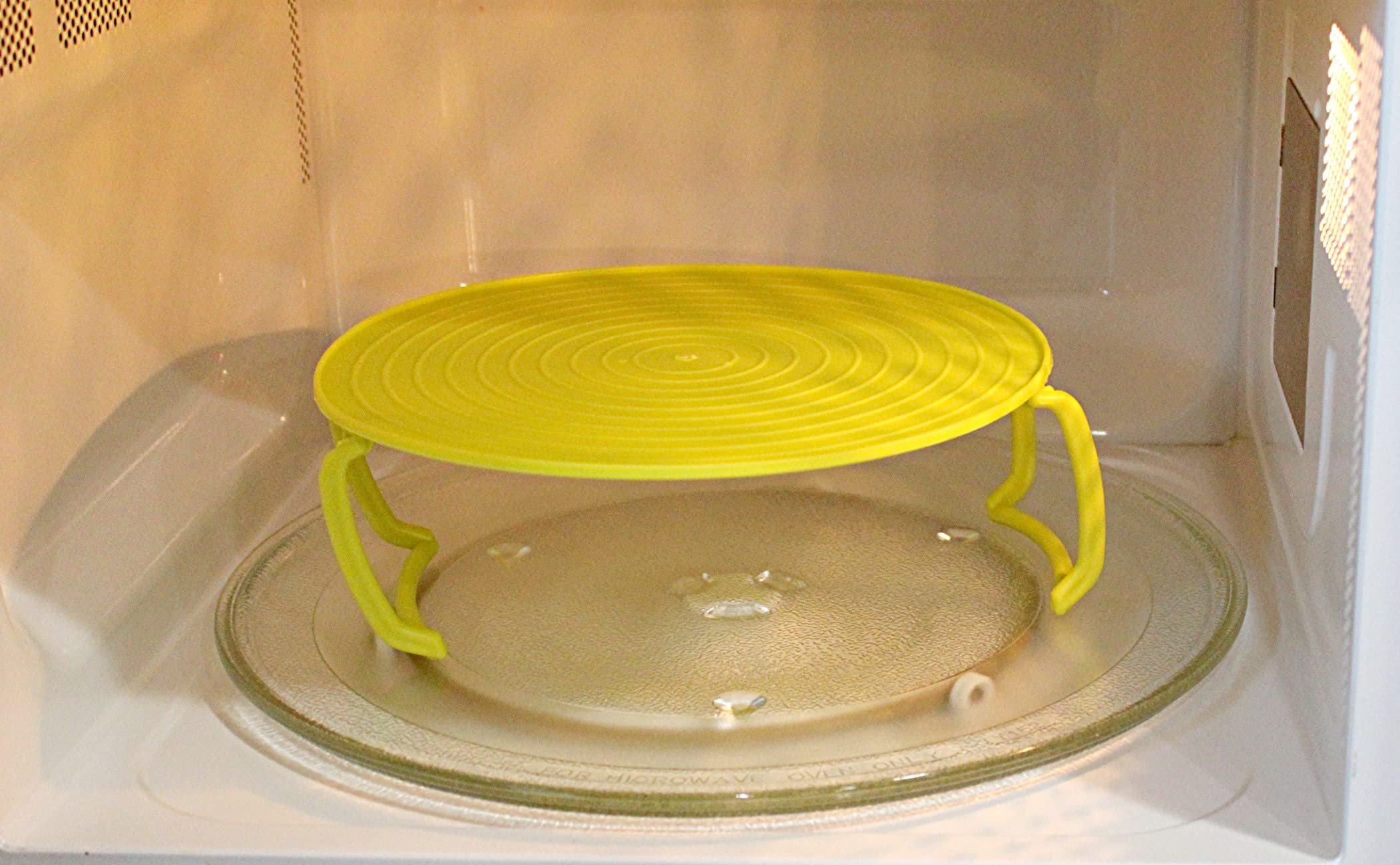 4-in-1 Microwave Tray Stand Rack with Splatter Guard - Stackable Multi-Purpose Organizer for Food, Dishes & Storage (Green) - Perfect for Small Kitchens, Dorm Rooms & Office Break Areas