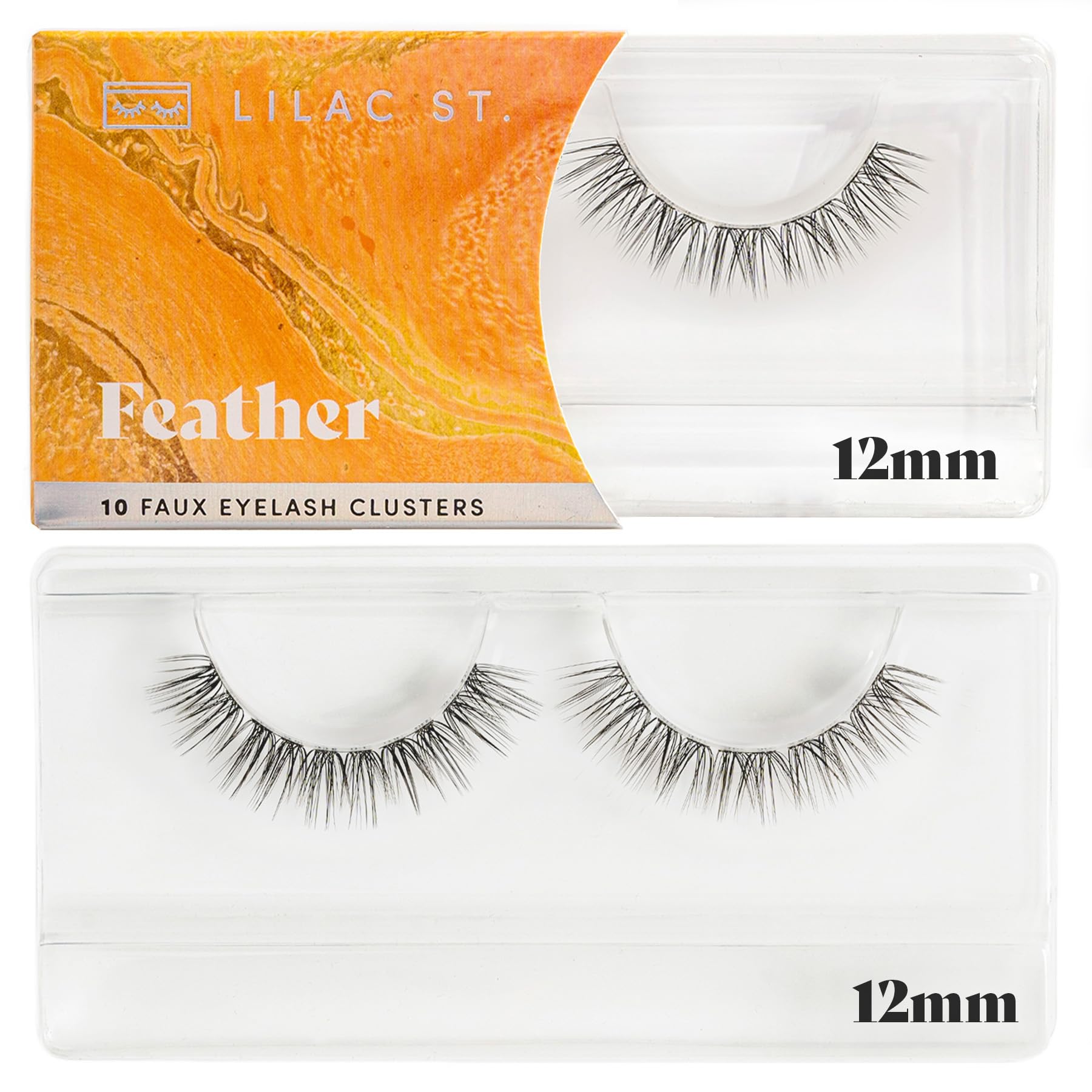 Lilac St - Natural Faux Eyelash Clusters (12mm) for Cat Eye Look - DIY Lash Extension Wisps - Lightweight & Lifelike - Lasts 10 Days - Cruelty Free & Vegan - Perfect for Parties, Weddings & Special Occasions - 10 Lashes