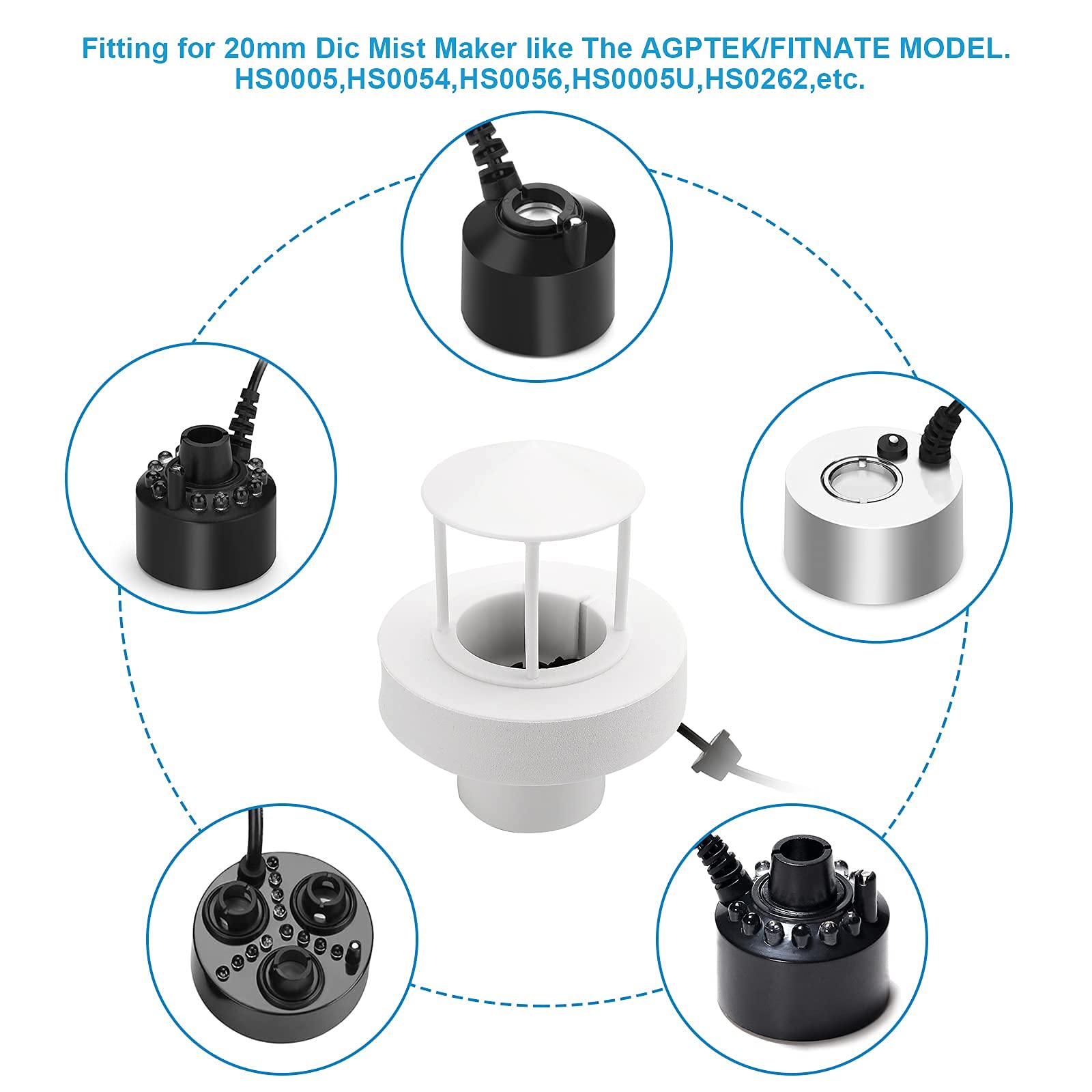 FITNATE Upgraded Water Mist Maker with Floating Splash Guard - Perfect for Humidifiers, Indoor Fountains, and Home Decor