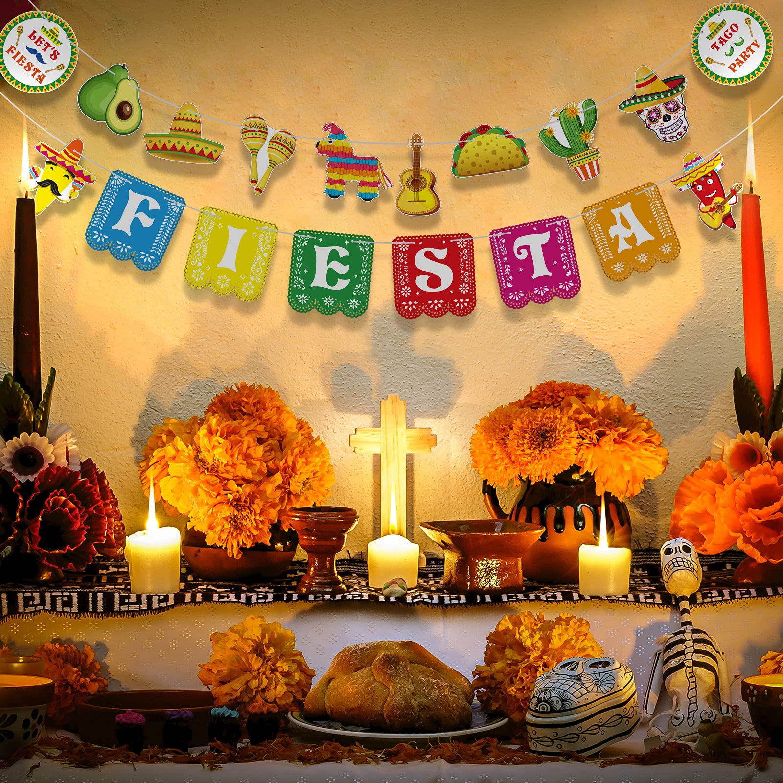 Mexican Party Supplies - Cinco De Mayo Banner, Fiesta Garland, Day of The Dead Backdrop, Ceiling Hanging Decor for Taco Themed Birthday & Festival Celebrations | Perfect for Home, Office & Outdoor Party Decorations