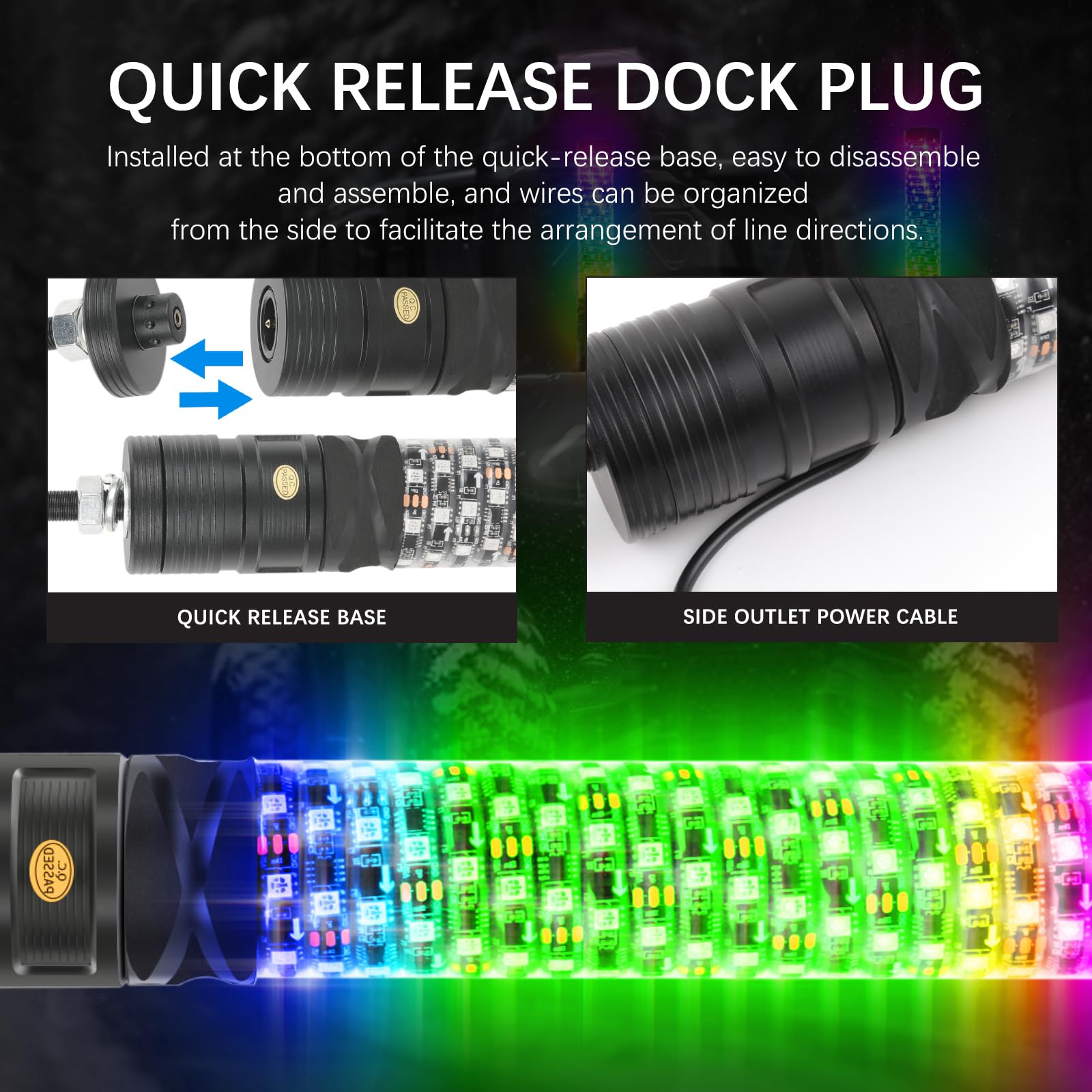 2Pcs 3FT Fat Spiral RGB LED Whip Lights for UTV ATV Truck with Wireless Remote & APP Control - Waterproof Off-Road Light Bars for Polaris RZR, Can-Am, Dune Buggy - Perfect for Night Riding, Camping & Off-Road Adventures