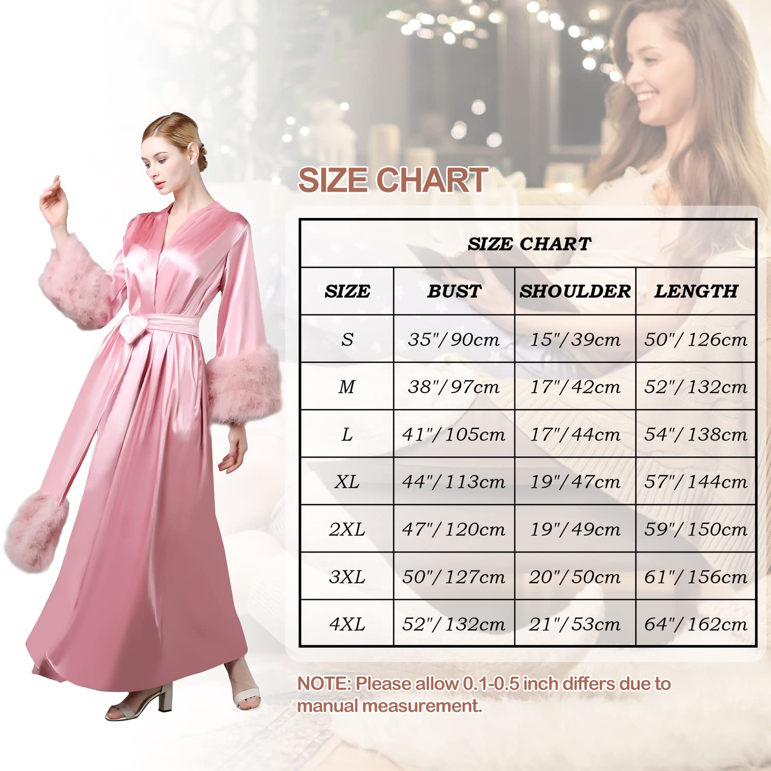 Luxury Women's Feather Trim Bathrobe - Soft Plush Fleece Kimono Robe with Belt for Spa, Bridal, Sleepwear & Lounging at Home
