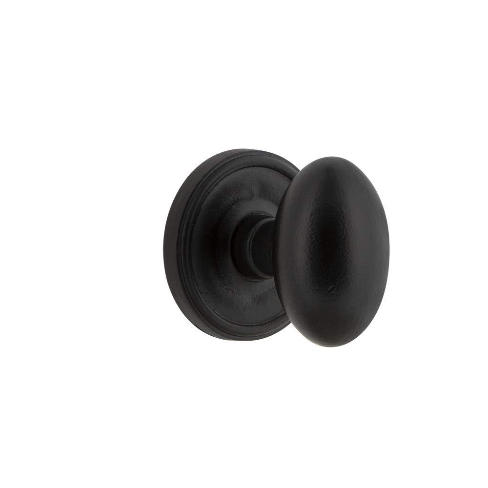 Black Iron Ageless Iron Loch Rosette Privacy Door Knob - Universal Handing for Bedroom, Bathroom & Interior Doors - Vintage Style Hardware for Home Security & Privacy