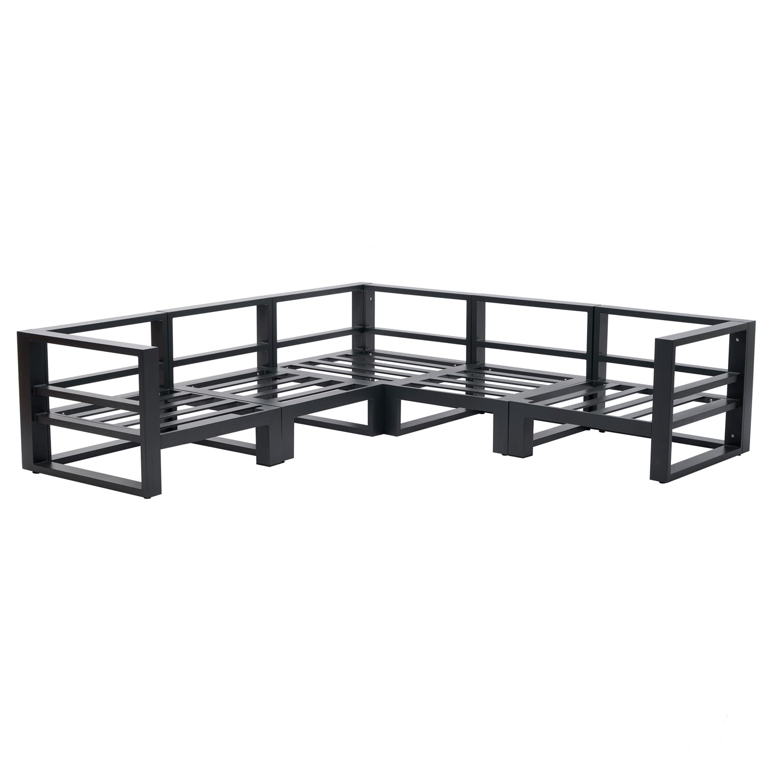 7-Piece Outdoor Patio Furniture Set - All-Weather Aluminum Sectional Sofa with Square Coffee Table & Dark Grey Cushions - Perfect for Backyard, Garden, Poolside & Deck Relaxation