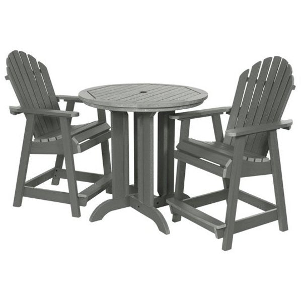 Premium 3-Piece Counter Height Adirondack Dining Set - Commercial Grade Muskoka Bistro Table & Chairs for Outdoor Patio, Garden, Restaurant, and Cafe Use