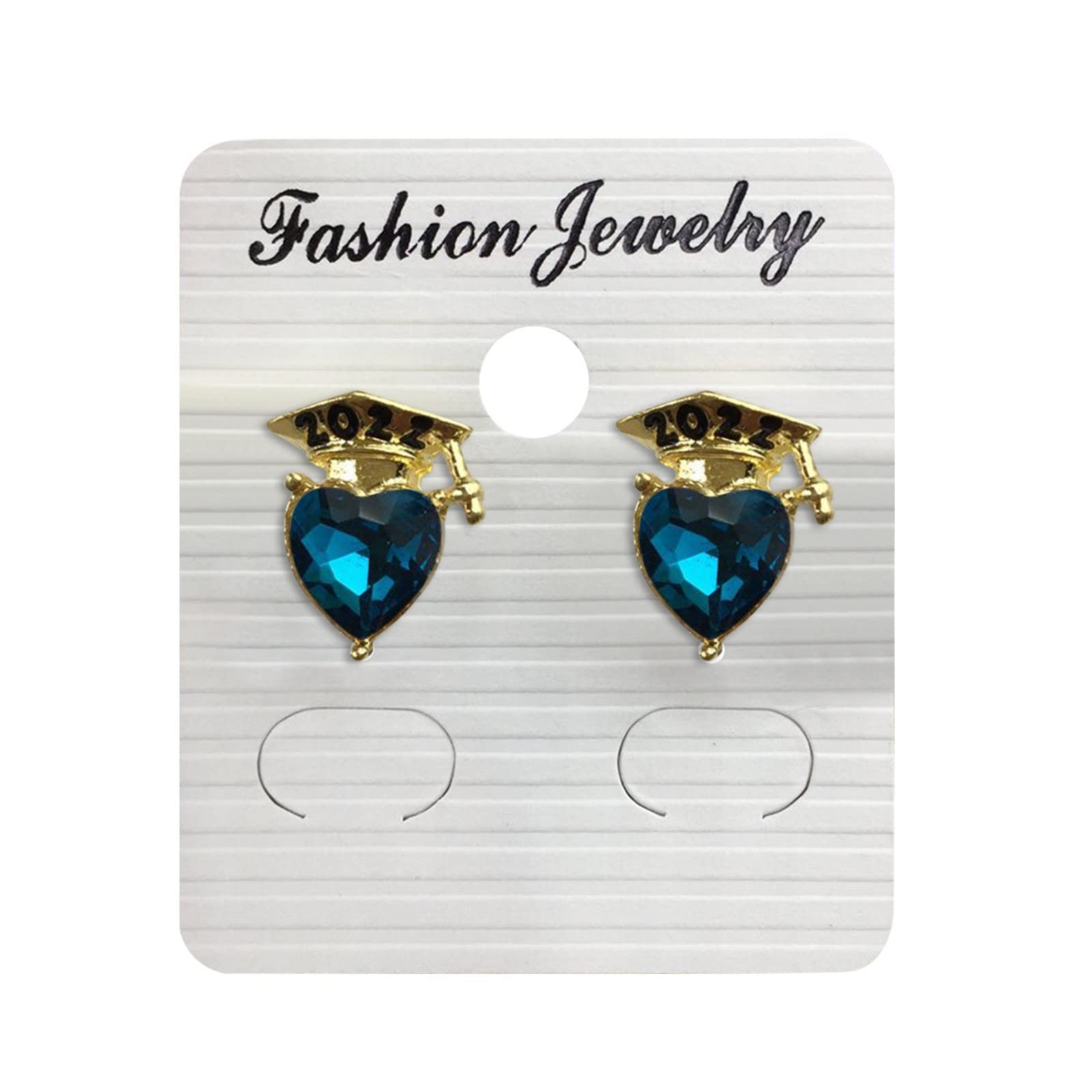 2022 Gold Heart Shaped Crystal Earrings - Perfect Graduation Gift for Her, Doctor Hat Design, One Size - Ideal for College Graduation Ceremonies & Special Occasions