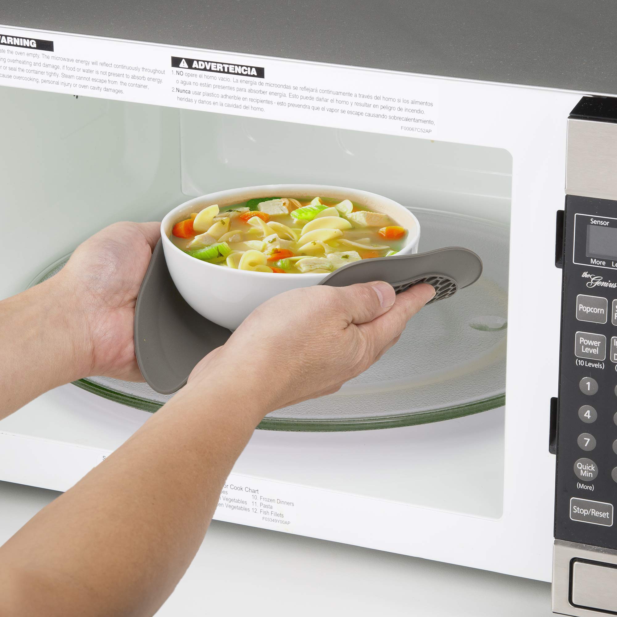 PrepSolutions Compact Microwave Multi-Mat - 9.5 Inch Gray Microwave Splatter Guard & Heat Resistant Trivet - Perfect for Microwave Cooking, Dining Table Protection & Hot Dish Placement