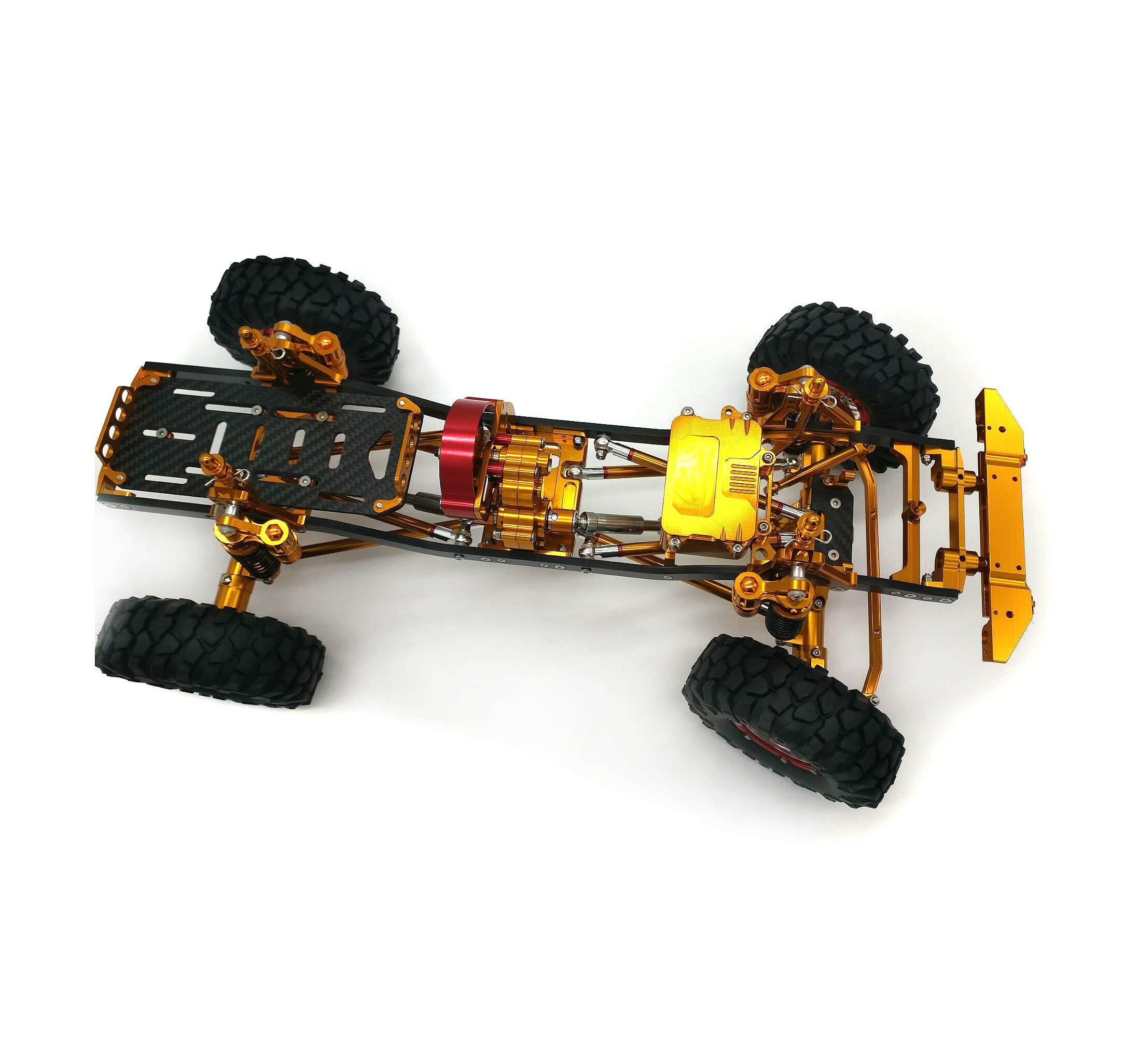 1/10 Scale CNC RC Rock Crawler Chassis - Upgraded Yellow SCX10 Tires for Off-Road Adventure & Trail Crawling