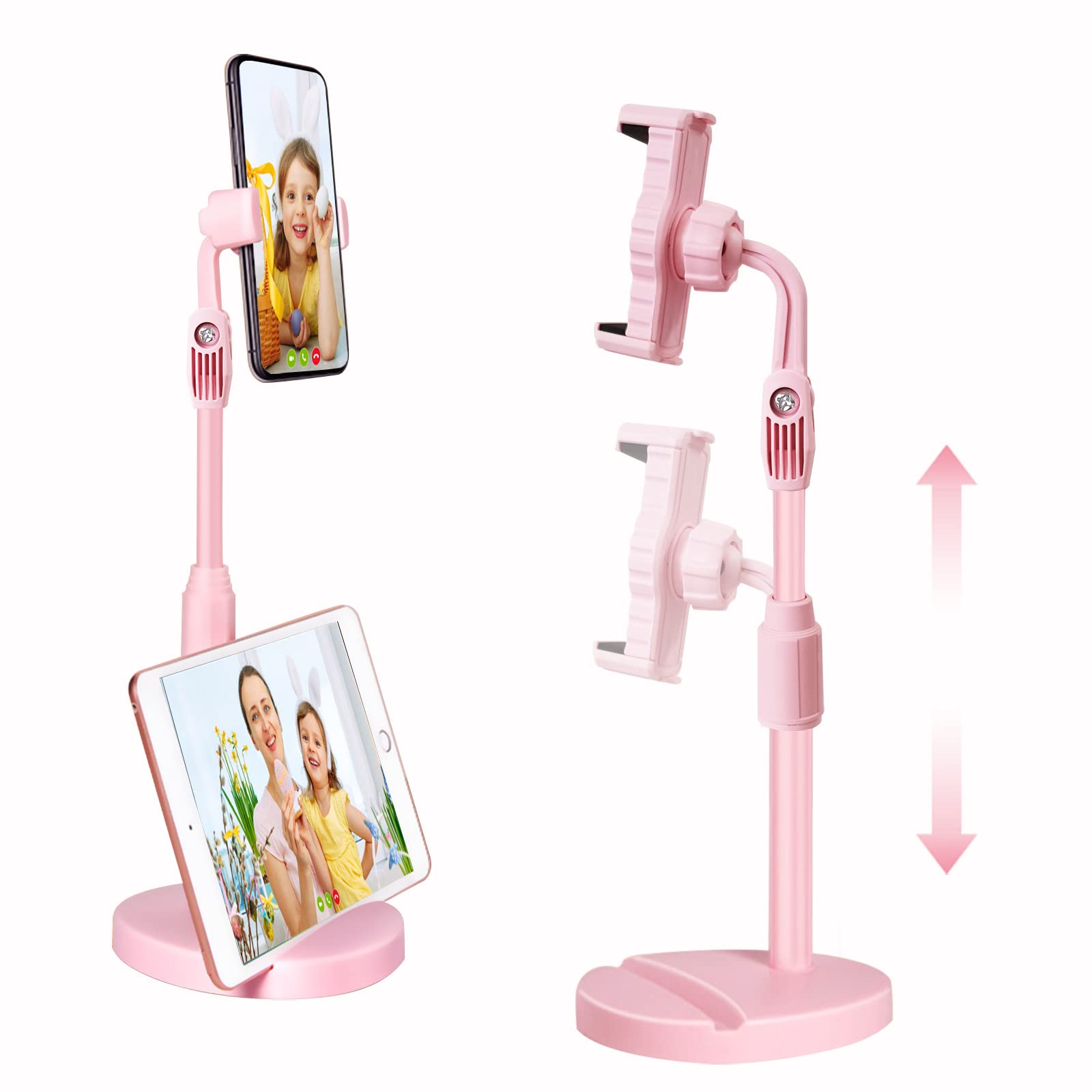Adjustable Phone Stand & Tablet Holder - 360° Rotatable, Ergonomic Design, Pink - Perfect for Desk, Bed, Office & Travel Use