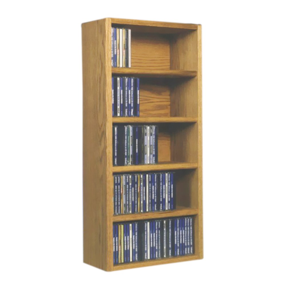 Solid Oak CD Storage Cabinet - Holds 130 CDs - Honey Finish Media Shelf for Desktop or Wall Mount - Perfect for Home Office, Living Room & Music Collections