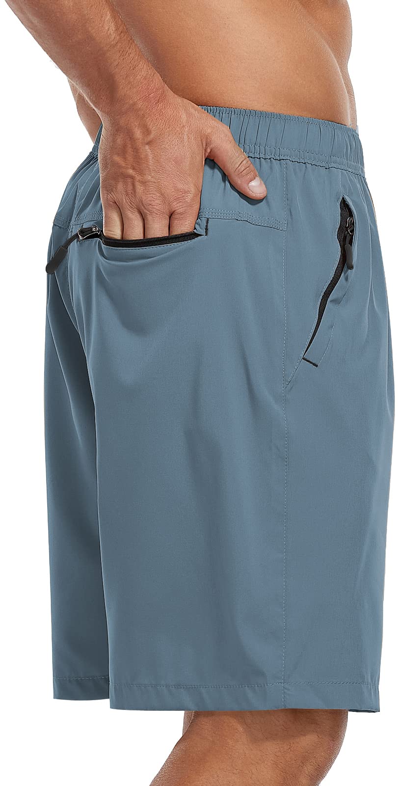 SPOSULEI Men's Quick-Dry Hiking Shorts - Water Resistant Lightweight Athletic Shorts with Zipper Pockets for Outdoor Running, Camping & Summer Activities