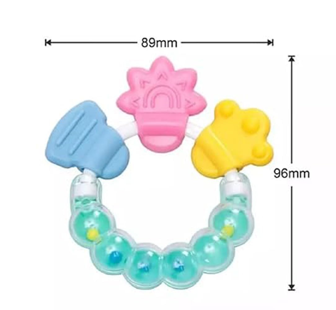 Kritiu BPA-Free Silicone Baby Rattle Nibbler & Spoon Set - Safe Teething Toys for Infants 6+ Months - Green & Pink Baby Feeding Essentials for Soothing Gums & Learning Self-Feeding | Perfect for On-the-Go, Daycare & First Foods