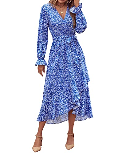 White Floral Bright Blue