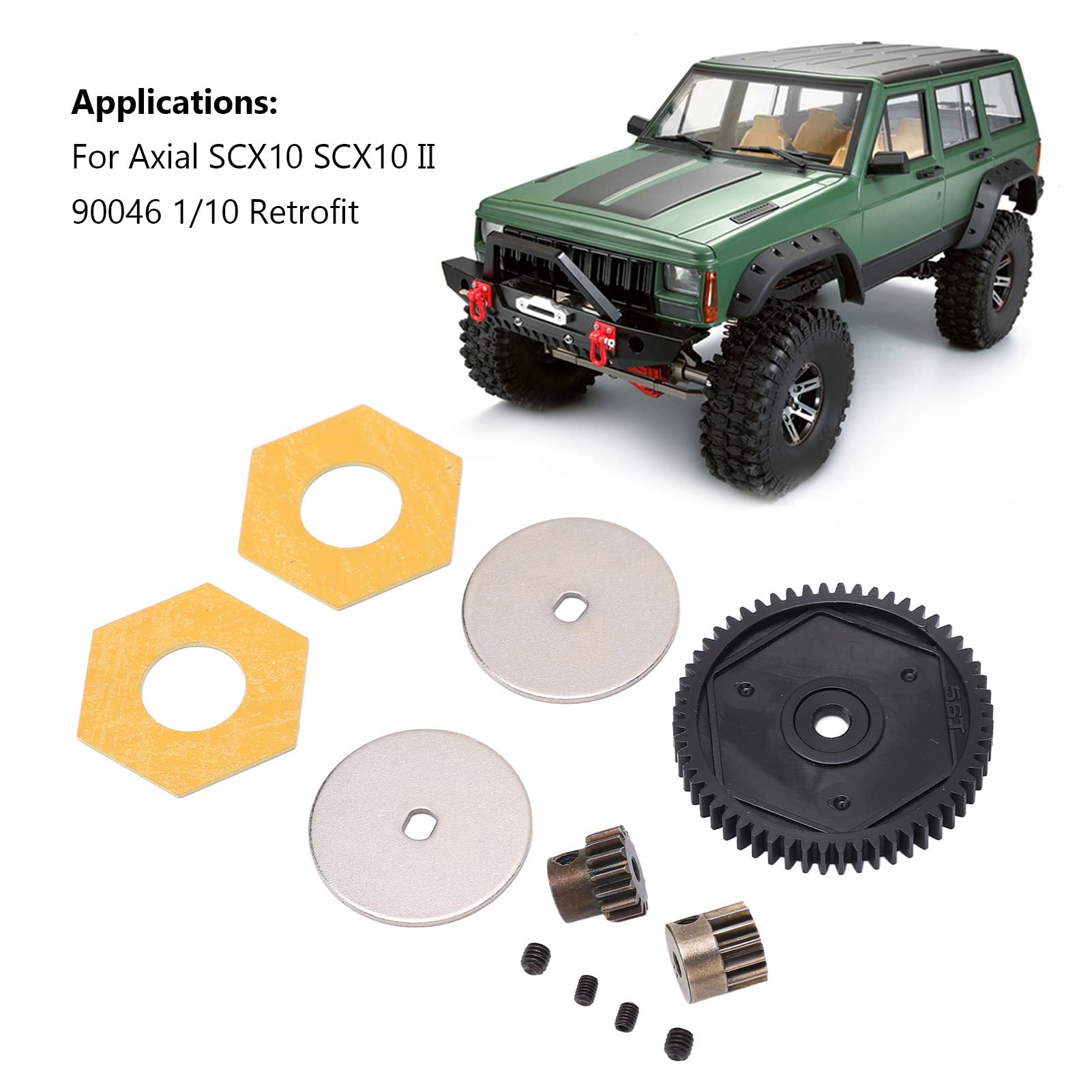 Dilwe 1/10 RC Car Spur Gear Set - 56T Spur Gear with 13T & 15T Motor Gears - High Performance Upgrade Parts for Axial SCX10 RC Crawler Car (Black) - Perfect for Off-Roading, Rock Crawling & RC Car Enthusiasts