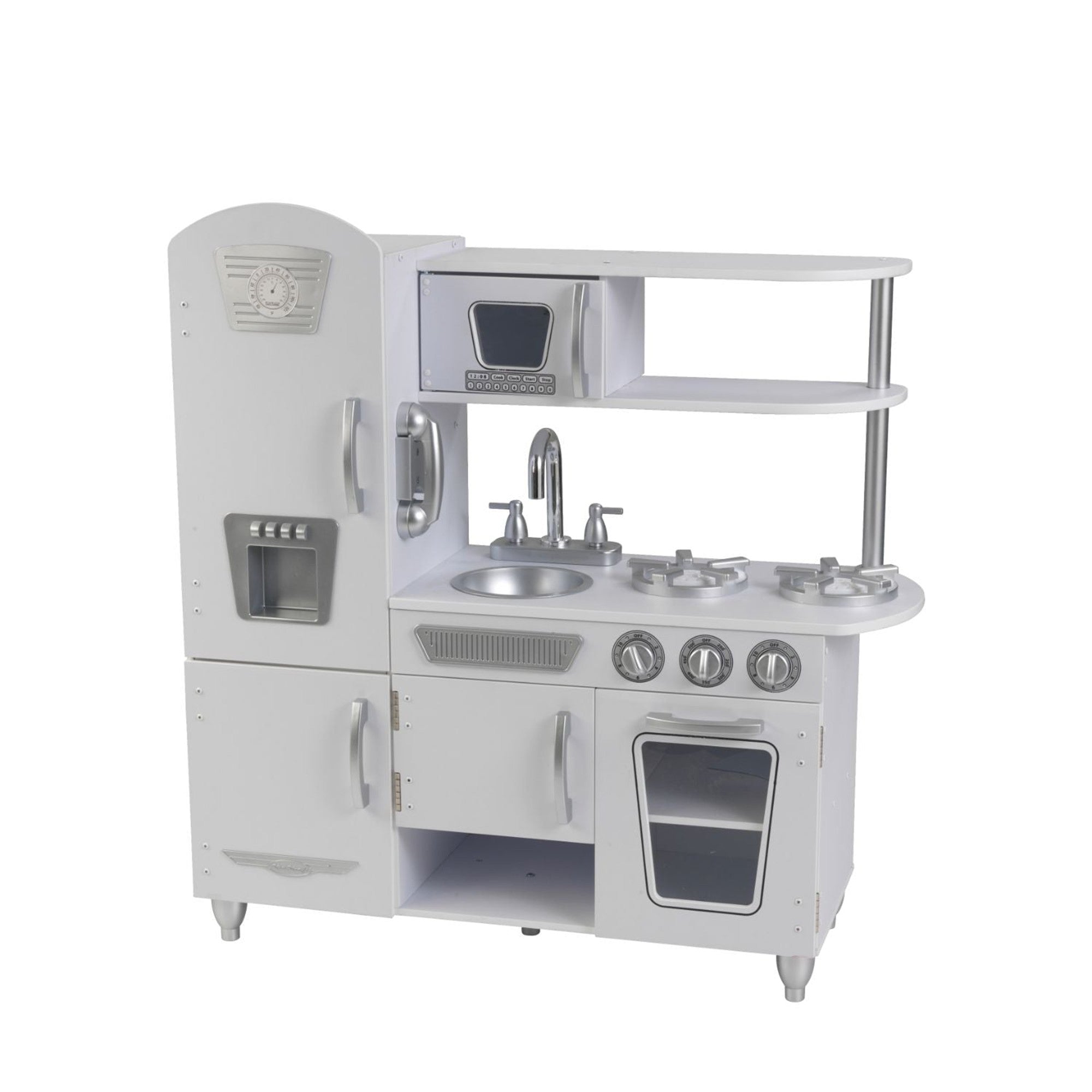 KidKraft Vintage Play Kitchen for Kids - White Wooden Pretend Cooking Toy with Sink, Stove & Accessories - Perfect for Pretend Play, Role Play & Early Childhood Development