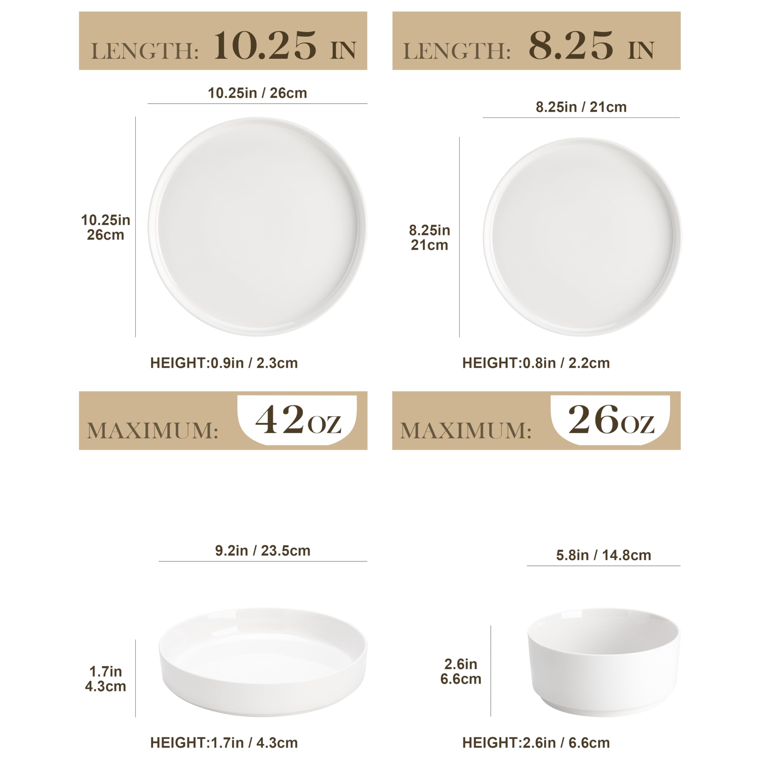MALACASA 24-Piece Porcelain Dinnerware Set for 6 - Premium White Dish Set with Serving Plates & Bowls - Chip & Scratch Resistant - Modern Kitchen & Dining Ware (Series LEAH) - Perfect for Family Dinners, Entertaining Guests & Restaurant-Style Serving