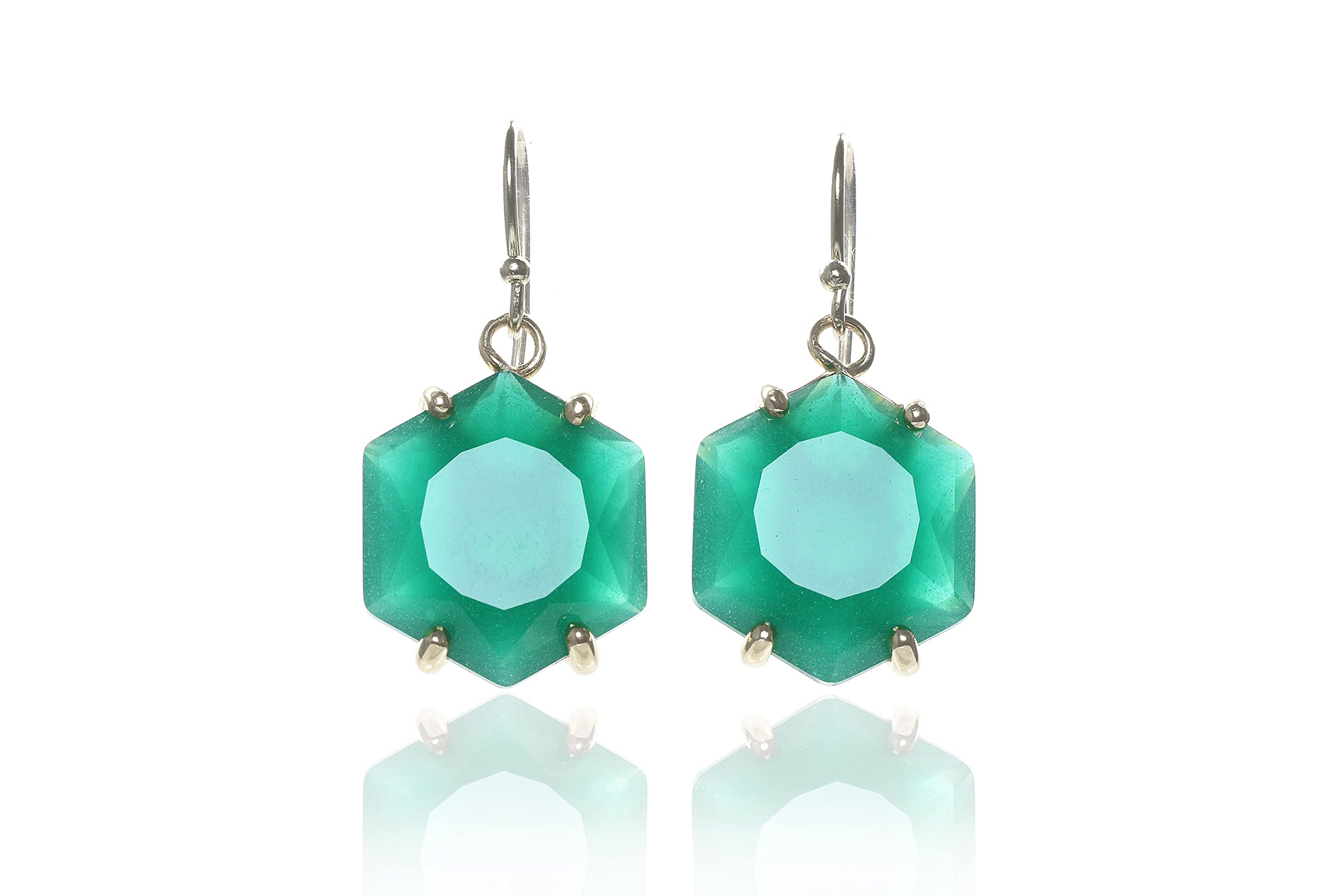Onyx Anemone Earrings for Women - Handmade Geometric Dangle Earrings in Vibrant Green - Customizable Statement Gemstone Jewelry | Perfect for Parties, Weddings & Everyday Fashion