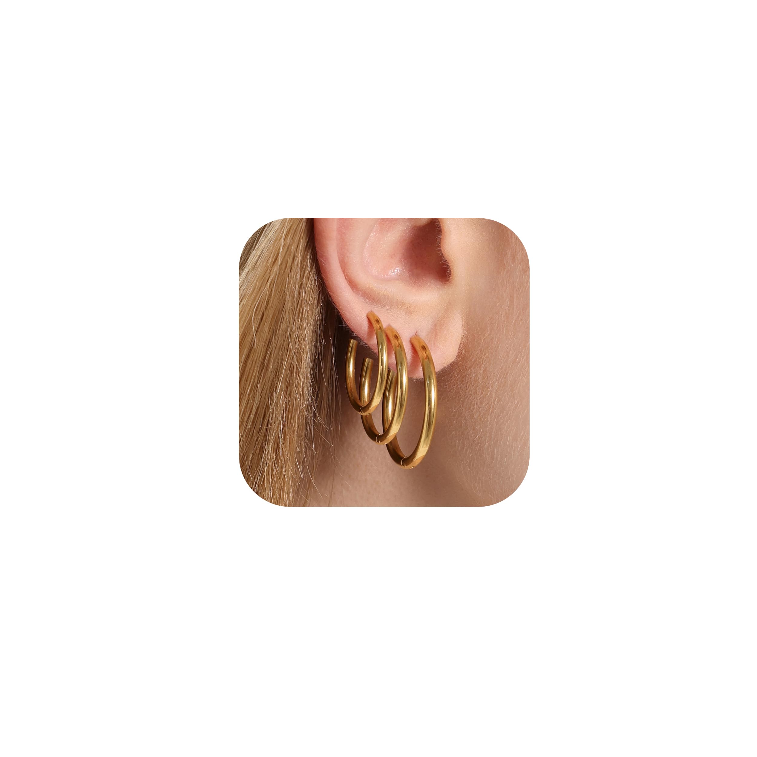 14K Gold Plated Huggie Hoop Earrings for Women - Waterproof, Hypoallergenic, Lightweight Small Hoops in Gold & Silver Stainless Steel - Perfect for Everyday Wear, Date Nights & Gifts