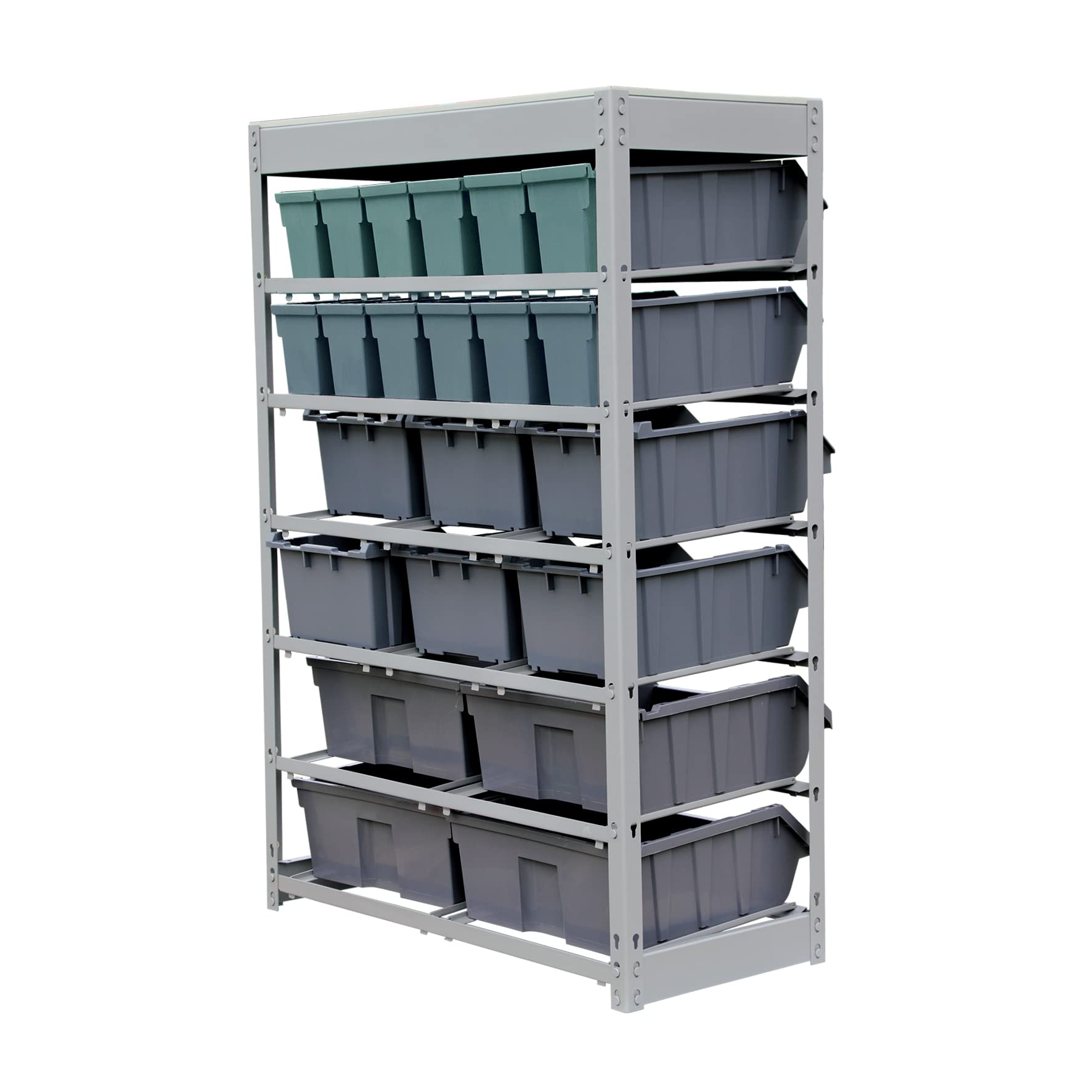 King's Rack Heavy Duty Steel Storage Organizer with 22 Plastic Bins - 6-Tier Shelving Unit for Garage, Warehouse & Home Organization | Durable Storage System for Tools, Toys & Supplies