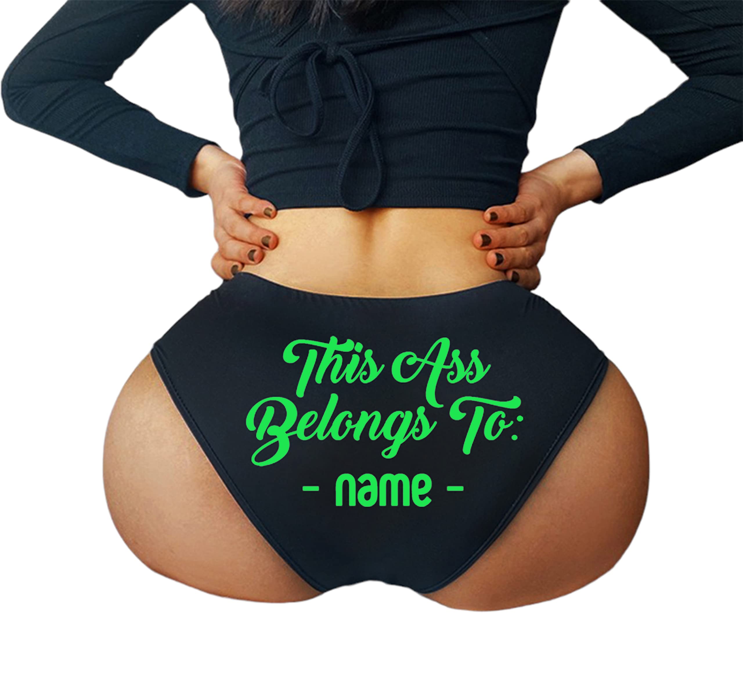 Custom 'This Ass Belongs To' Personalized Panties - Funny & Sexy Underwear for Women - Perfect Wedding Gift & Bridal Shower Present - Great for Bachelorette Parties & Romantic Occasions