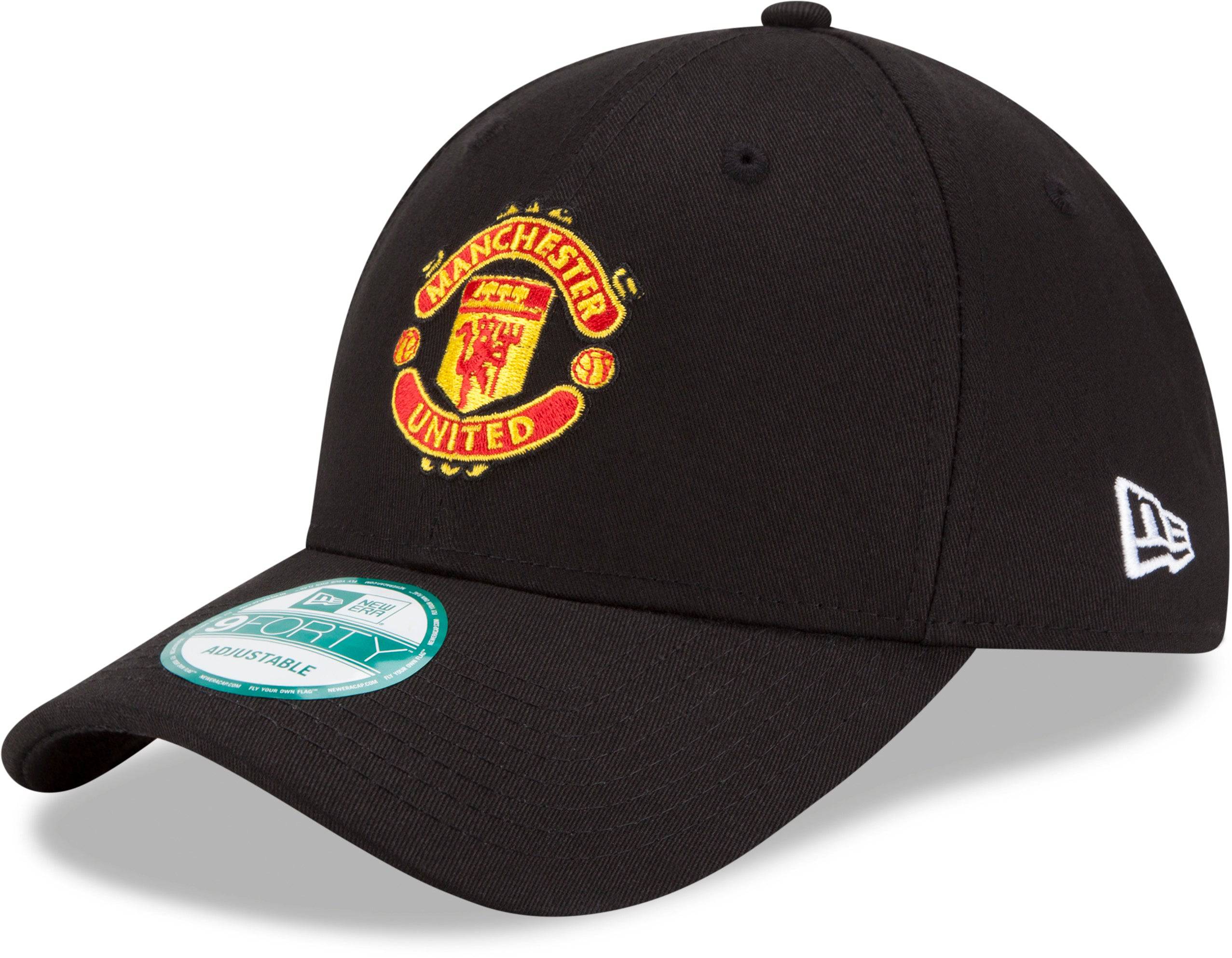Manchester United FC New Era 9Forty Adjustable Snapback Cap - Black Official Team Logo Baseball Hat for Men & Women - Perfect for Games, Fan Gear & Sports Fashion