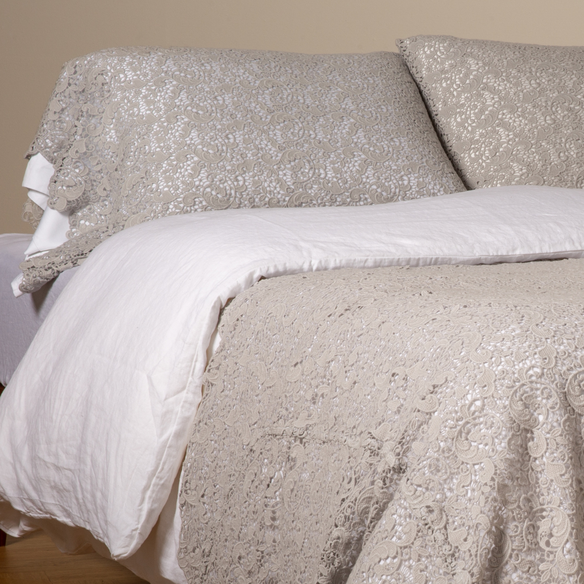 Allora Lace Pillowcase (Single) - Elegant Embroidered Cotton Pillow Cover for Bedroom Decor | Perfect for Guest Rooms, Weddings & Luxury Home Styling