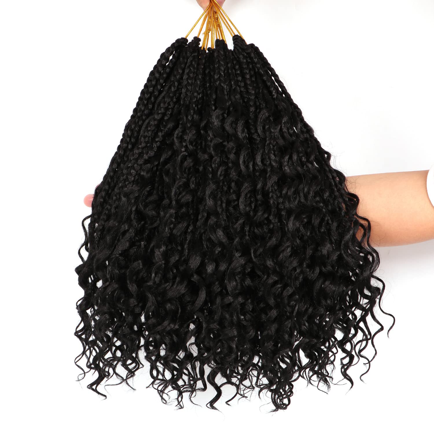 8 Packs Crochet Braids Hair Extensions - #1B Straight Goddess Box Braids for Black Women | Pre-Looped Synthetic Braiding Hair for Protective Styles & Everyday Wear