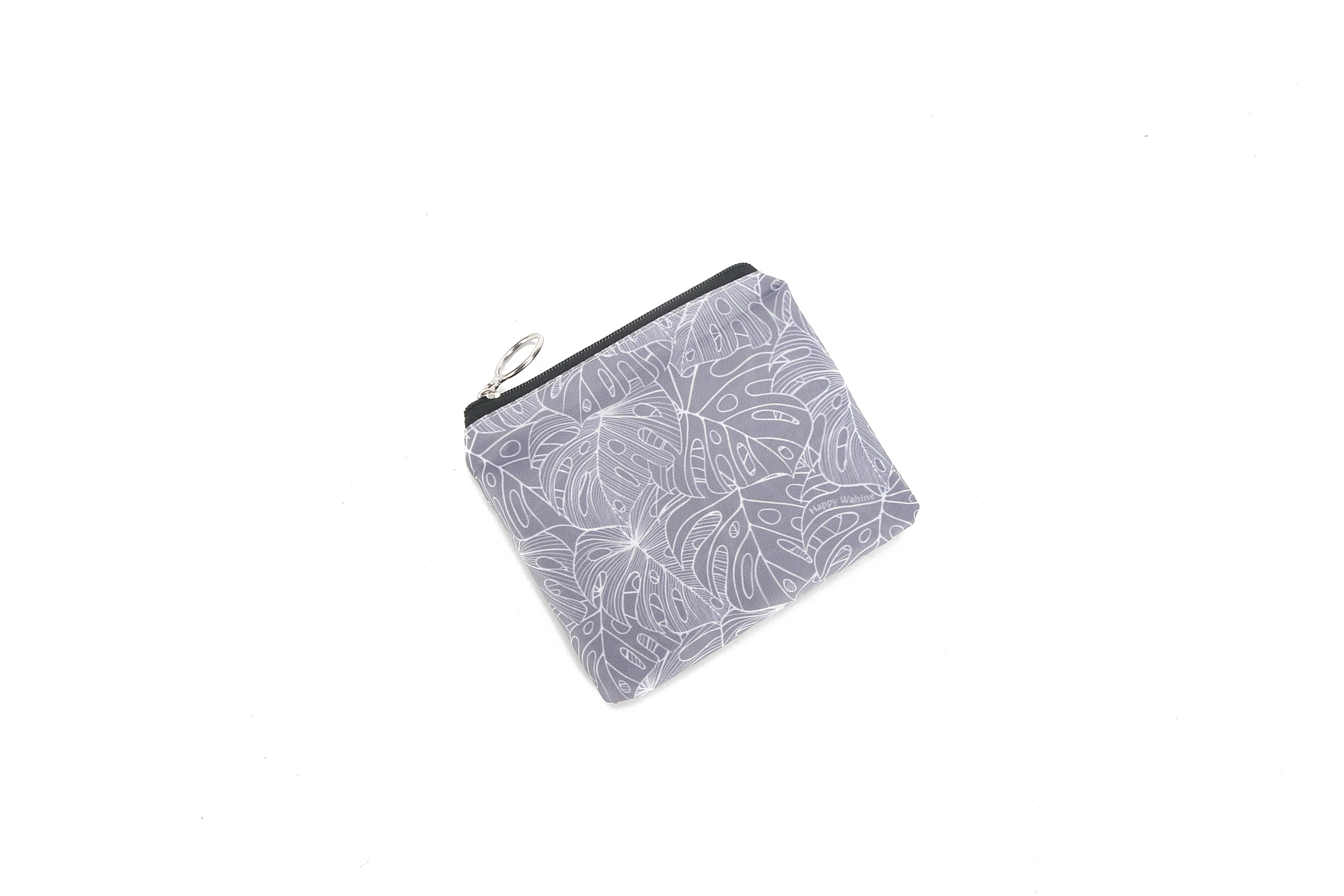Foldable Tote Bag with Monstera Leaf Design - Stylish Grey Eco-Friendly Shopping Bag for Groceries, Beach, and Travel