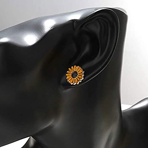 Sweet Sunflower Stud Earrings Set - Cute Enamel Crystal Daisy Flower Jewelry for Women & Girls - Bohemian Summer Accessories - Perfect Mother's Day Gift for Her - Great for Casual Wear, Parties & Special Occasions