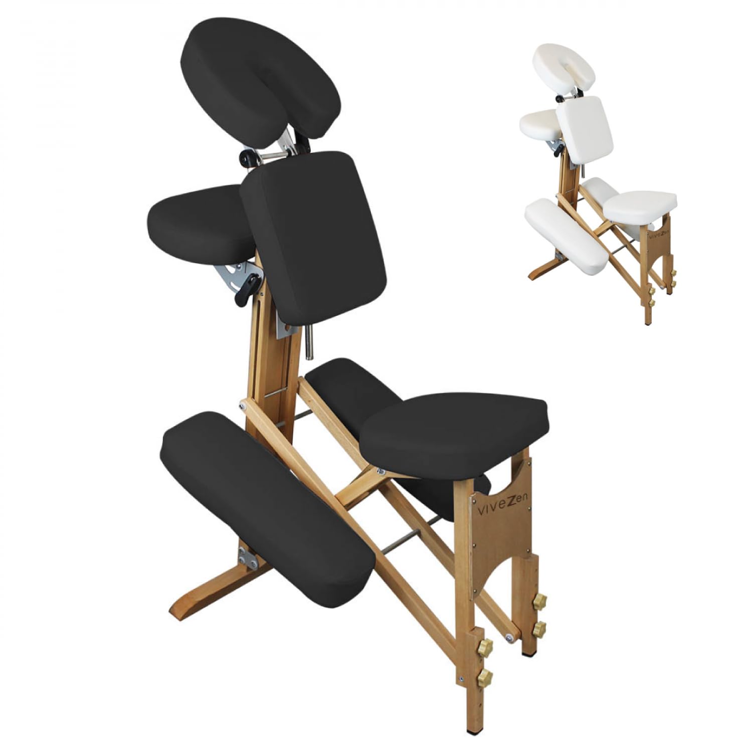 Vivezen Portable Folding Wooden Massage Chair with Carry Bag - 2 Color Options for Home, Office & Spa Relaxation