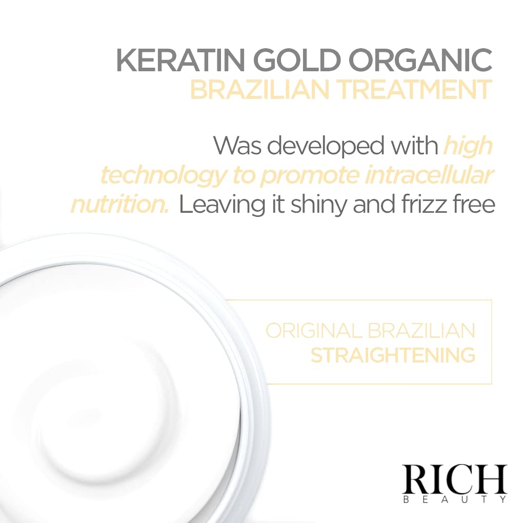 Keratin Gold Brazilian Hair Treatment for Smooth & Shiny Hair - Perfect for Salon & Home Use, Frizz Control & Heat Protection