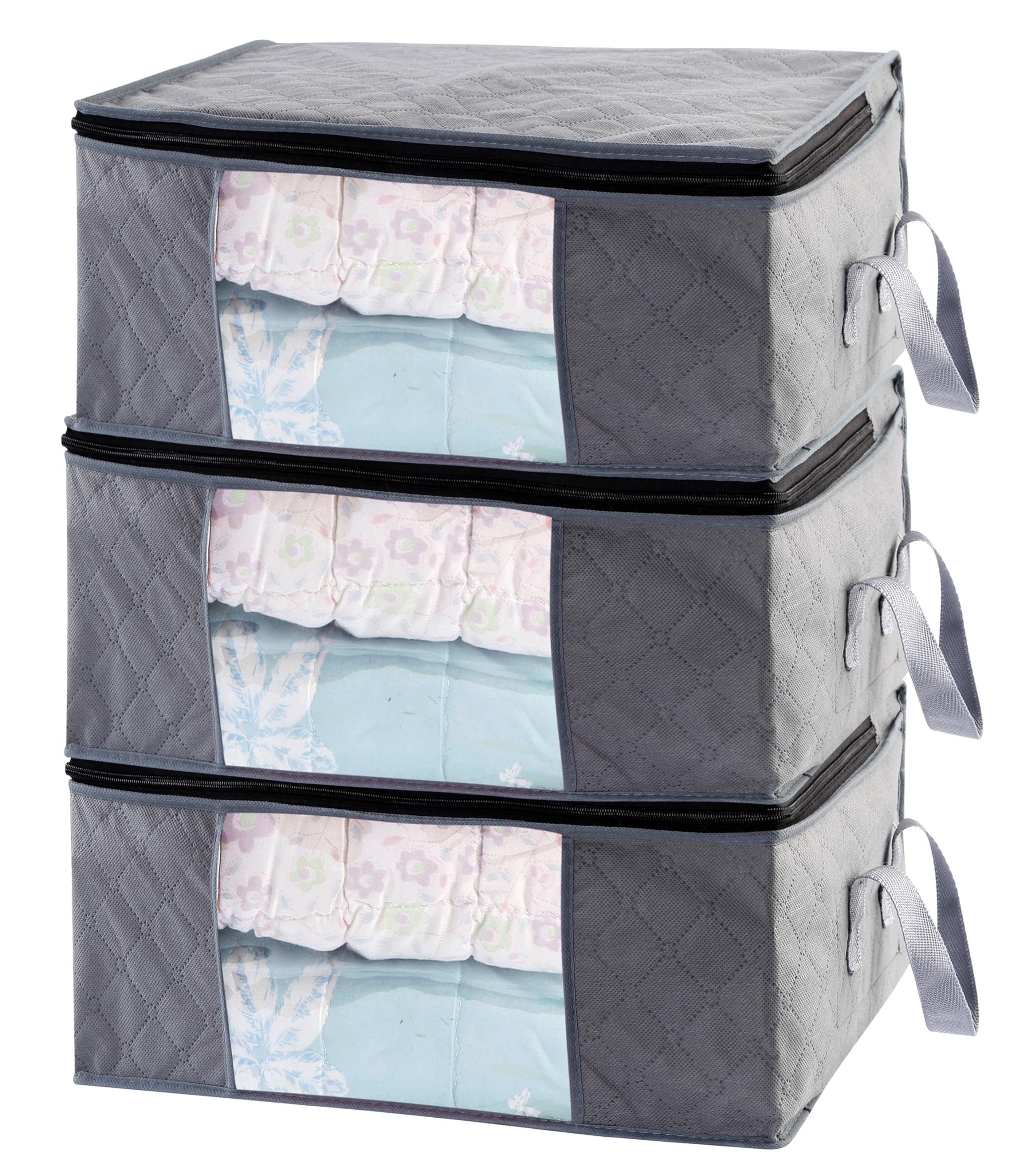 35L Foldable Fabric Storage Bins with Lids & Zipper - Closet Organizer Boxes for Clothes, Blankets, Pillows & Sheets | Space-Saving Bedroom Storage Solution for Sweaters, Seasonal Items & Home Organization