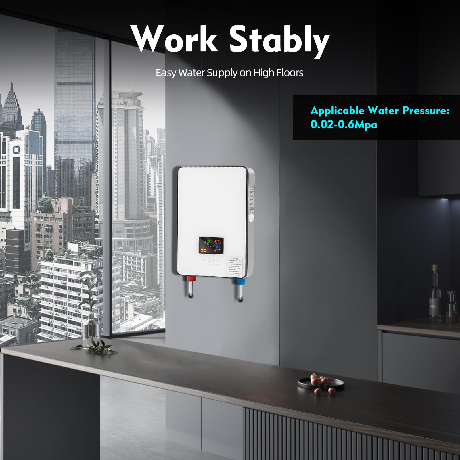 4500W Electric Tankless Water Heater with LED Display - Instant On-Demand Hot Water System for Shower, Kitchen & Bathroom - Compact Mini Design for Small Spaces & Energy Efficient Home Use