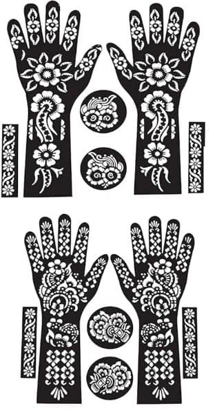 Beautiful Full Hand Mehndi Tattoo Stickers - Temporary Henna Body Art for Hands & Arms - Perfect for Weddings, Festivals & Special Occasions