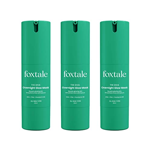 Foxtale - (Pack of 3) Overnight Glow Face Mask with AHA, PHA & Provitamin B5 - Hydrating & Brightening Treatment for All Skin Types - 30ml - Perfect for Nighttime Skincare Routine & Radiant Morning Skin