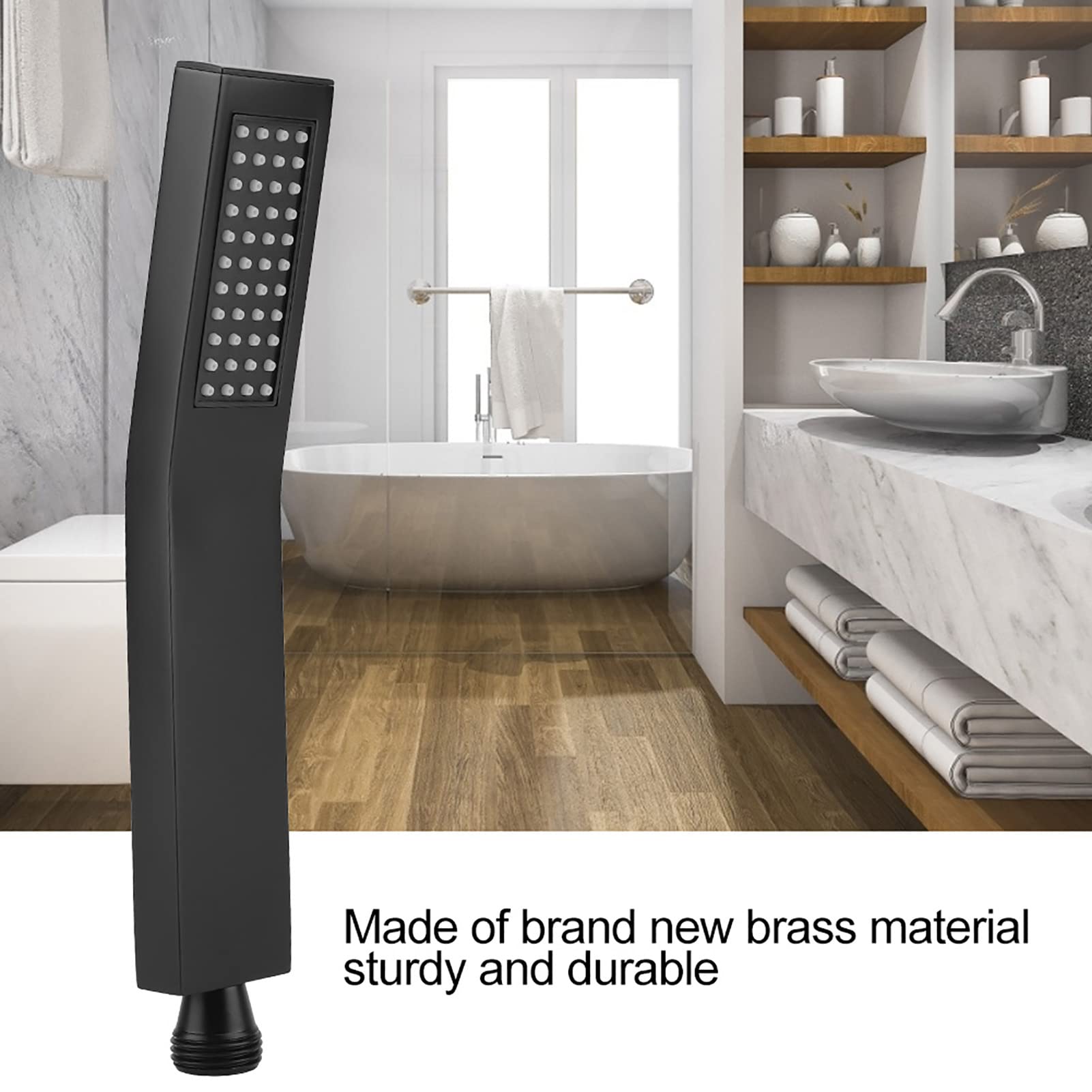 Premium Matte Black Brass Handheld Shower Head - High Pressure Rainfall Spa Shower Set with Detachable Design for Ultimate Bathroom Luxury | Perfect for Relaxing Showers, Spa-Like Experience & Modern Bathroom Decor