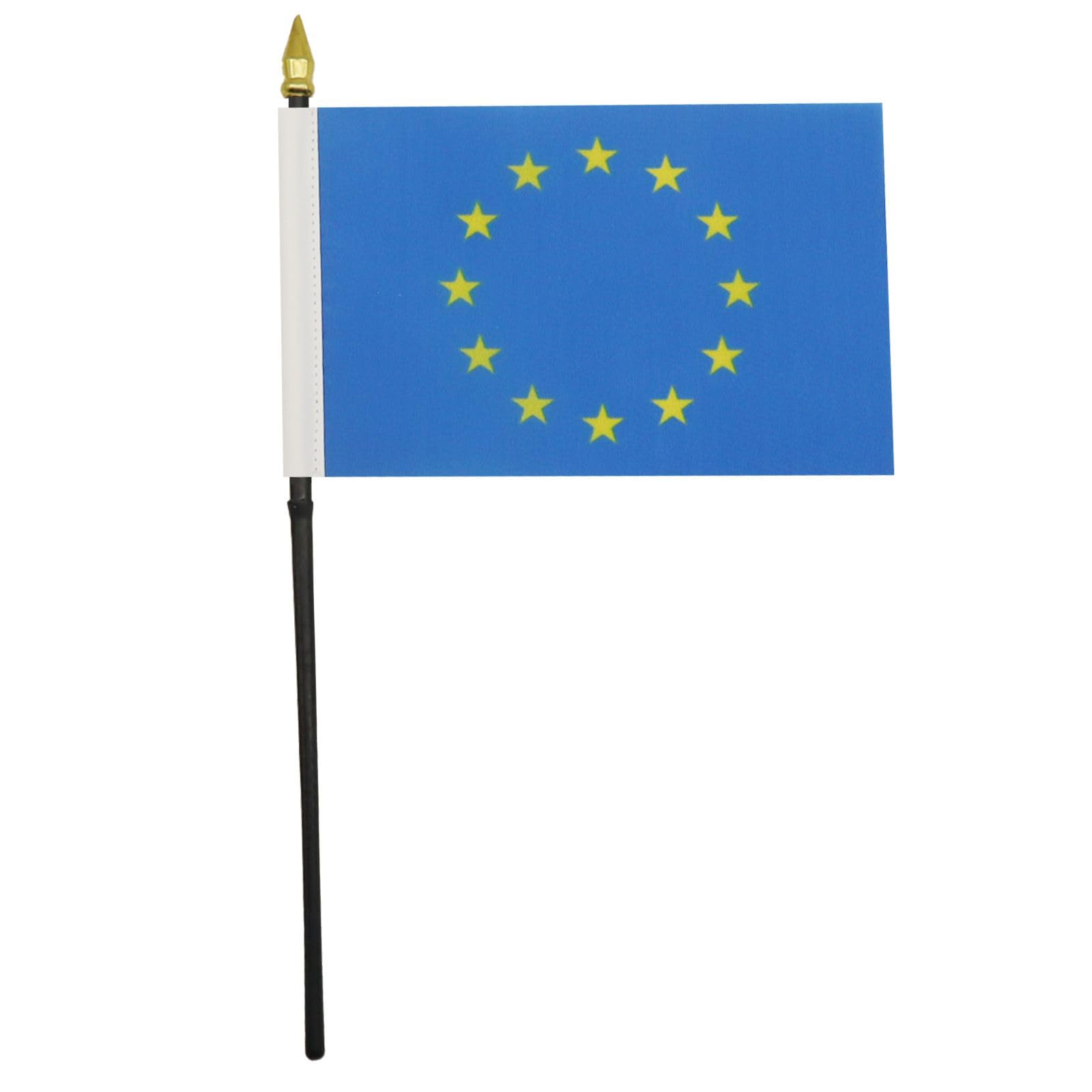 AZ FLAG - Europe Table Flag 4'' x 6'' (15 x 10 cm) - European Union Mini Desk Flag with 10'' Golden Spear Pole - 100% Polyester Office Banner - Perfect for Home, Office Decor & International Events