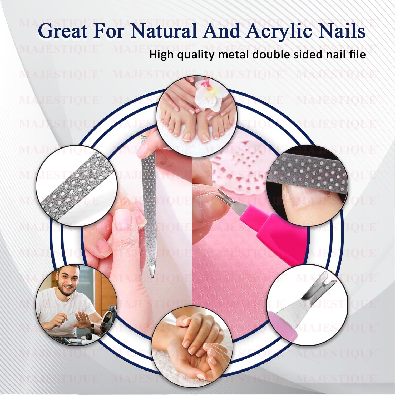 Majestique 2 in 1 Stainless Steel Nail File - Double Sided Nail Filer with Anti-Slip Handle for Smooth Nail Shaping, Cuticle Care & Dead Skin Removal | Perfect Manicure Pedicure Tool for Women, Men & Teens | Great Gift Idea for Nail Lovers - Yellow