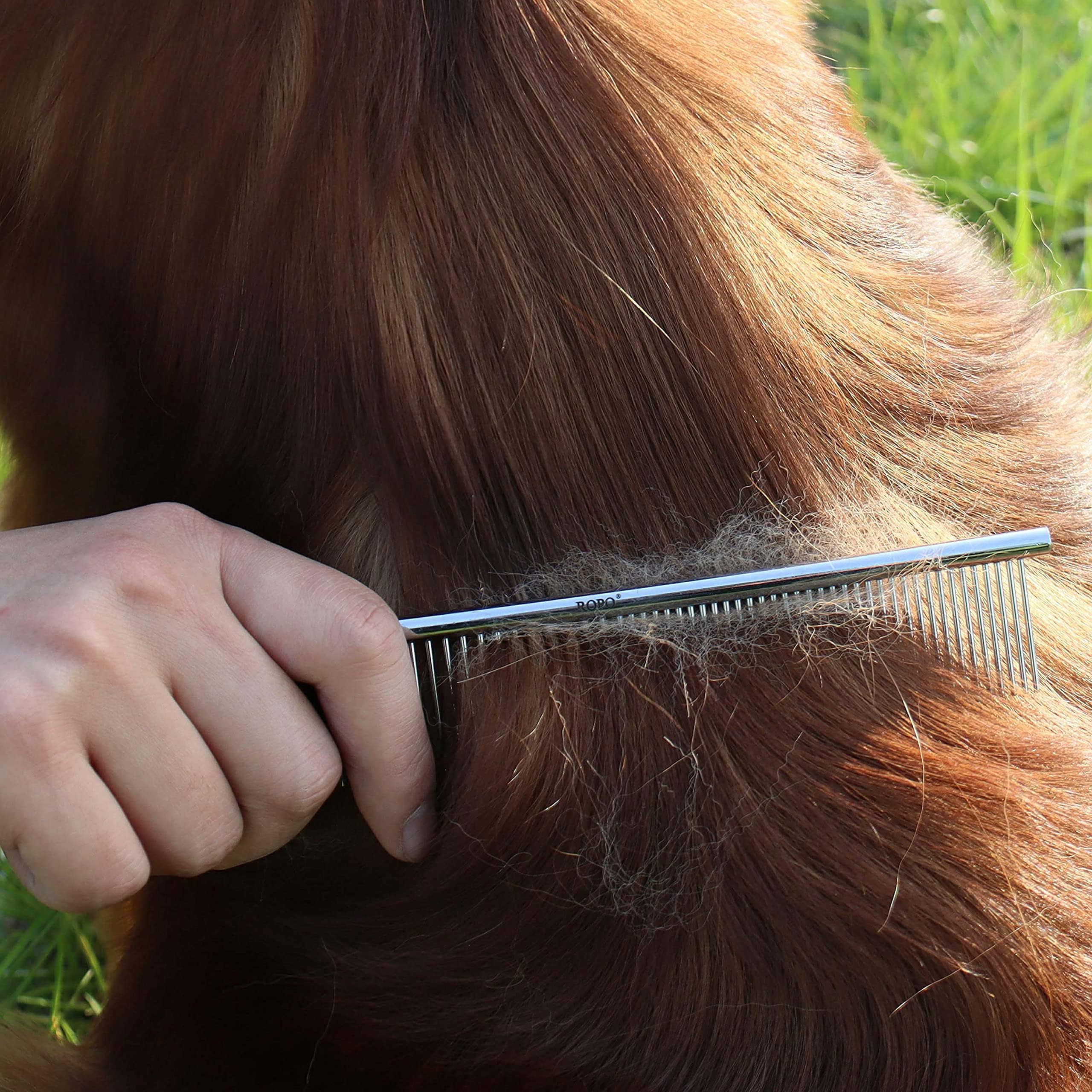 Premium Pet Dematting Comb for Dogs & Cats - Steel Detangling Tool with Rounded Teeth & Non-Slip Handle - Remove Mats & Knots for Long/Short Hair - 6.5IN & 7.4IN Options - Perfect for Grooming at Home or Professional Pet Salons