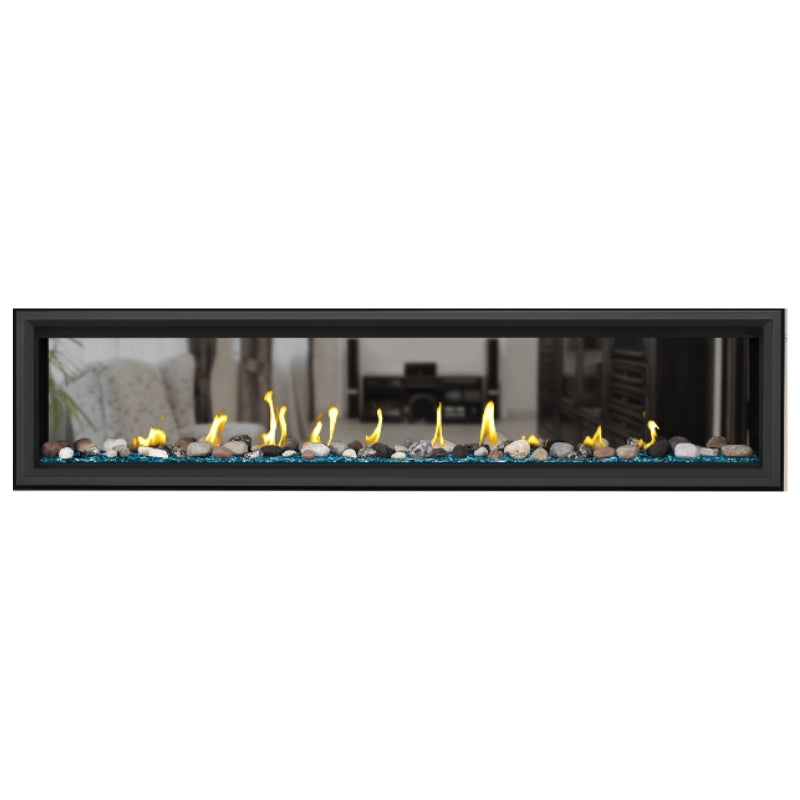 Napoleon Vector 74 See-Through Linear Direct Vent Gas Fireplace - LV74N2 | Modern Home Heating Solution for Living Rooms & Patios